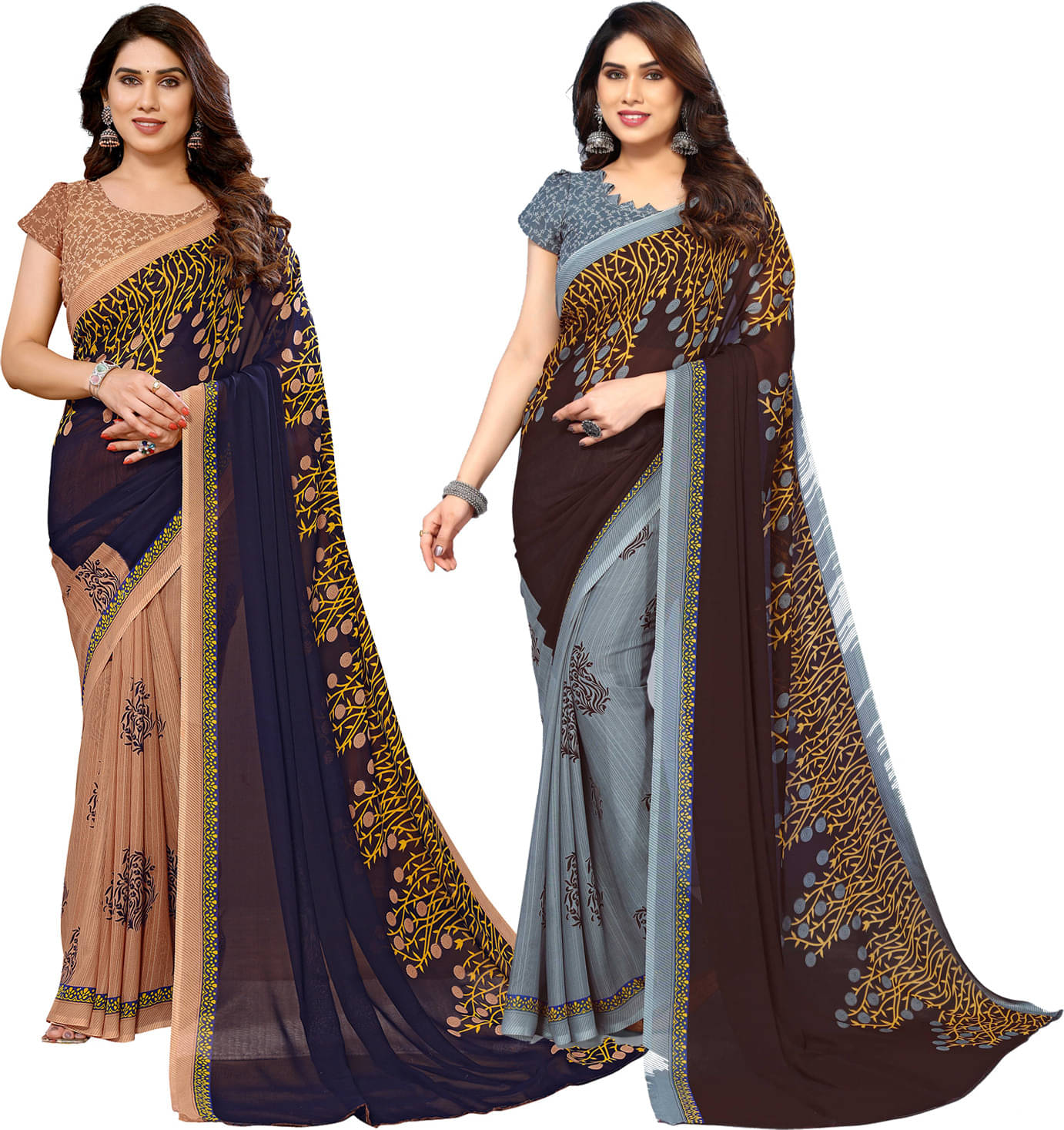     			ANAND SAREES Georgette Self Design Saree With Unstitched Blouse Piece ( Multicolor )