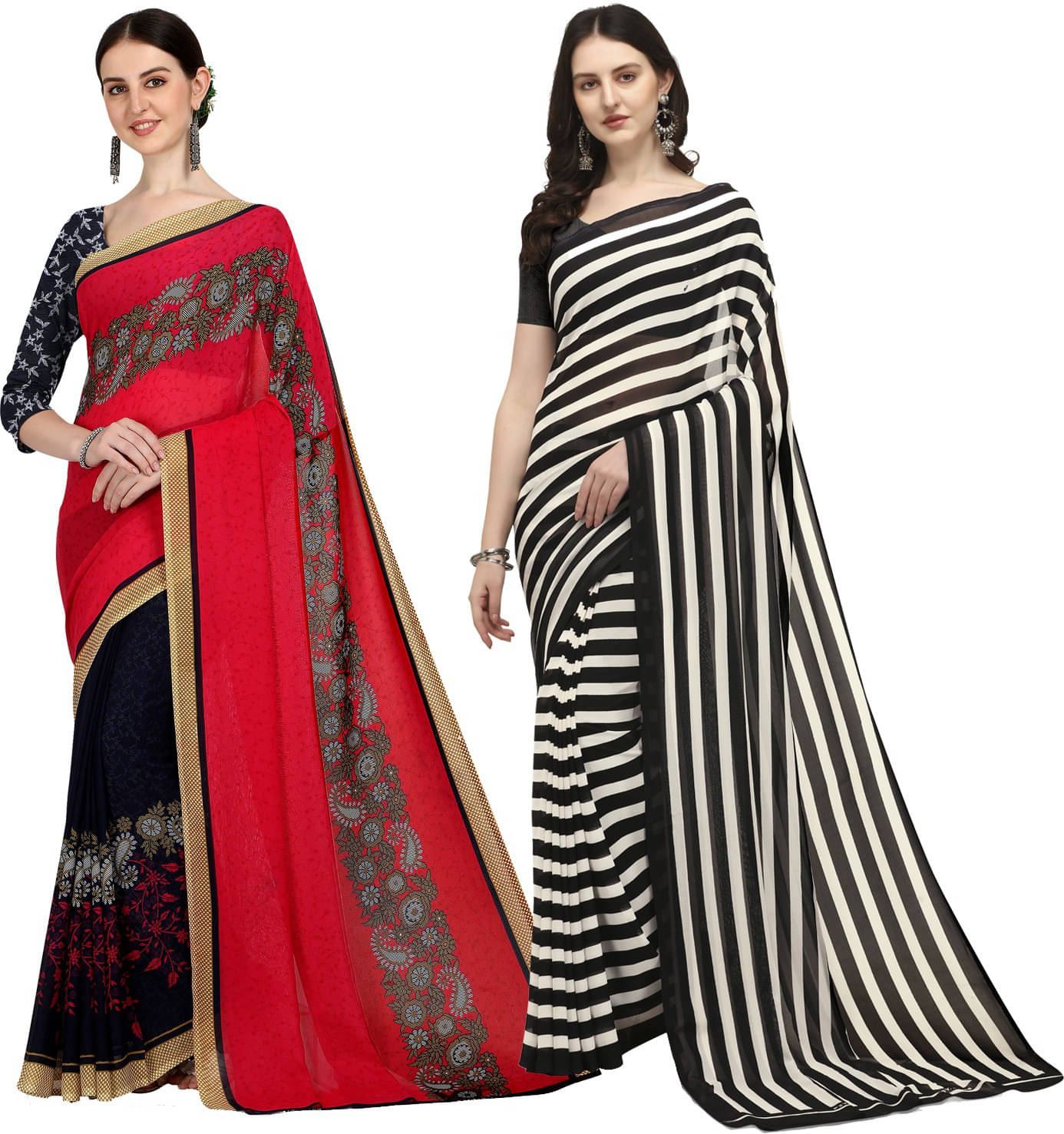    			ANAND SAREES Georgette Self Design Saree With Unstitched Blouse Piece ( Multicolor )