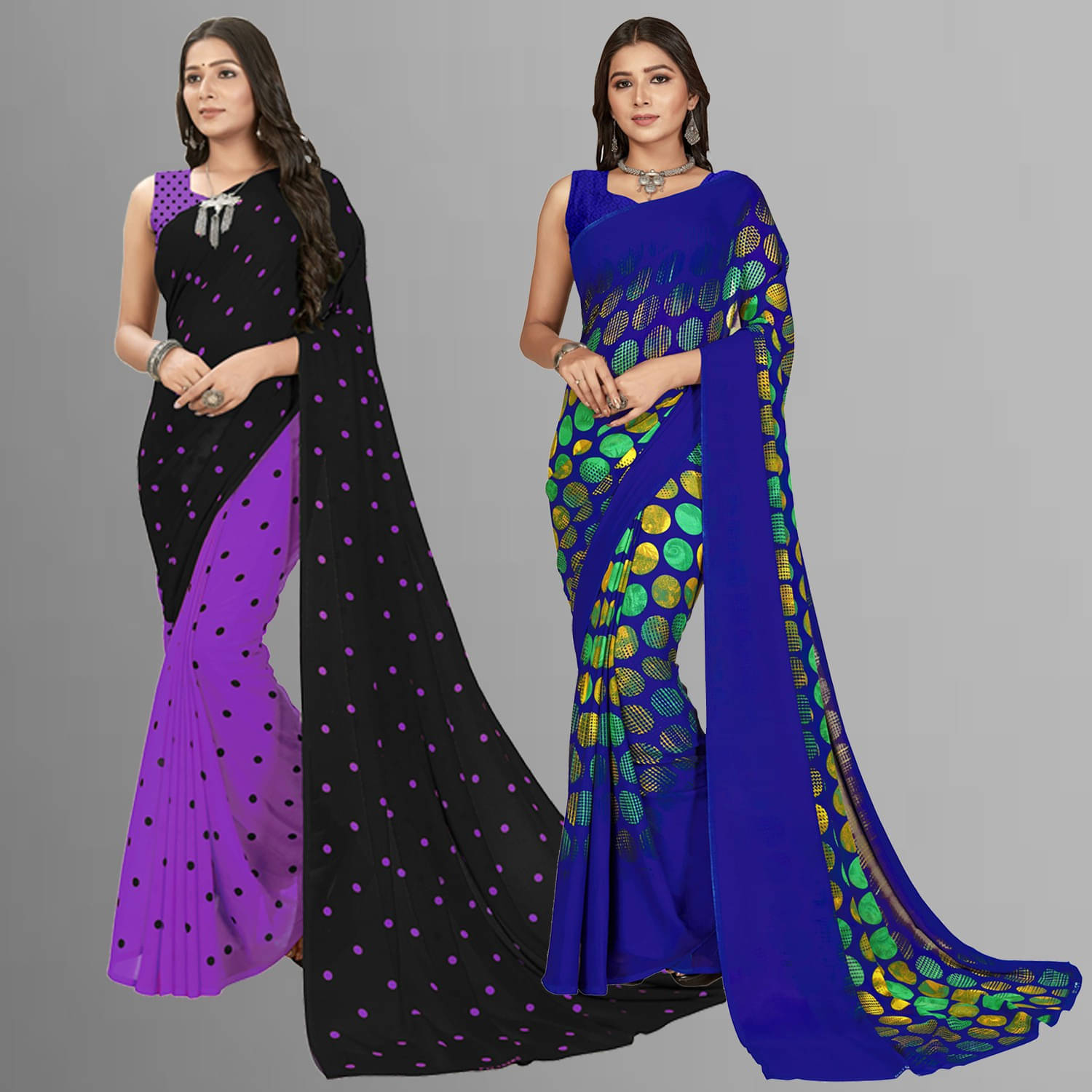 ANAND SAREES Georgette Self Design Saree With Unstitched Blouse Piece ( Multicolor ) ANAND SAREES Georgette Self Design Saree With Unstitched Blouse Piece ( Multicolor )