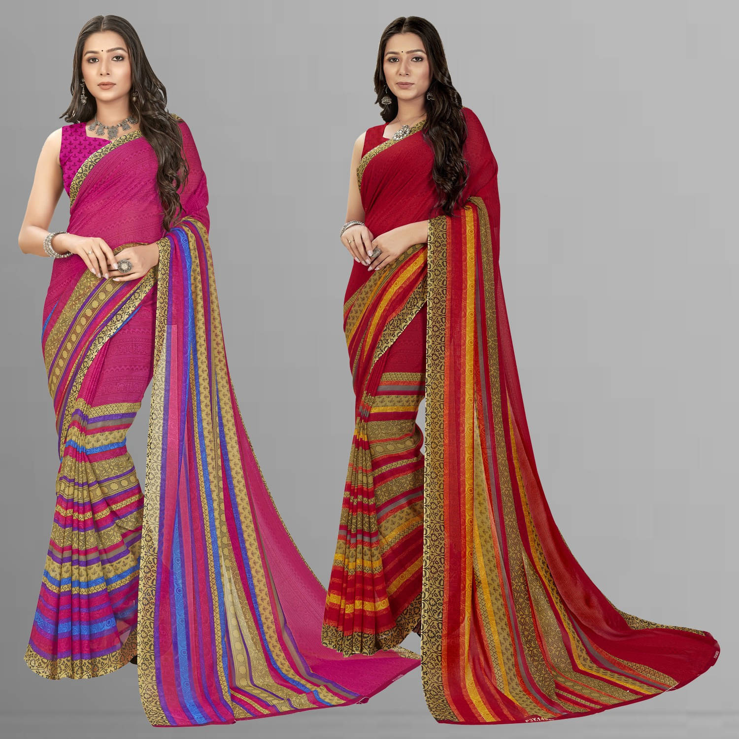     			ANAND SAREES Georgette Self Design Saree With Unstitched Blouse Piece ( Multicolor )