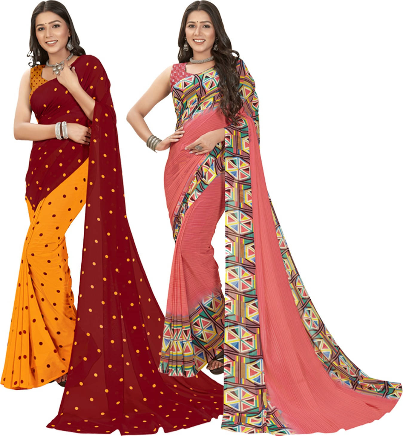 ANAND SAREES Georgette Self Design Saree With Unstitched Blouse Piece ( Multicolor ) ANAND SAREES Georgette Self Design Saree With Unstitched Blouse Piece ( Multicolor )