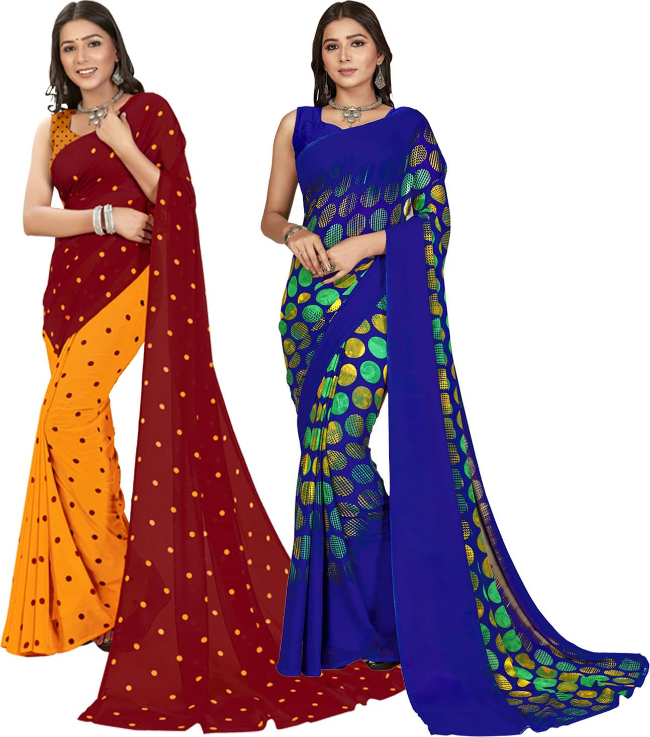 ANAND SAREES Georgette Self Design Saree With Unstitched Blouse Piece ( Multicolor ) ANAND SAREES Georgette Self Design Saree With Unstitched Blouse Piece ( Multicolor )