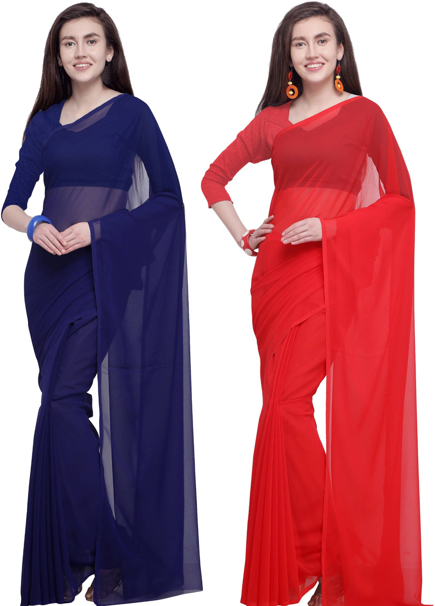     			ANAND SAREES Georgette Solid Saree With Unstitched Blouse Piece ( Multicolor )