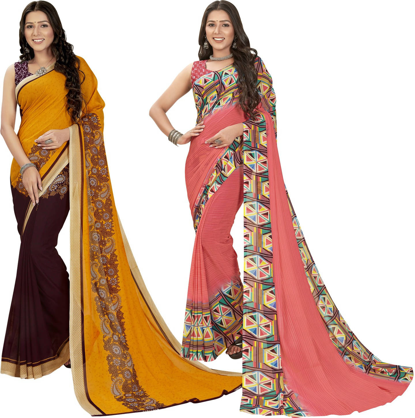     			ANAND SAREES Georgette Solid Saree With Unstitched Blouse Piece ( Multicolor )