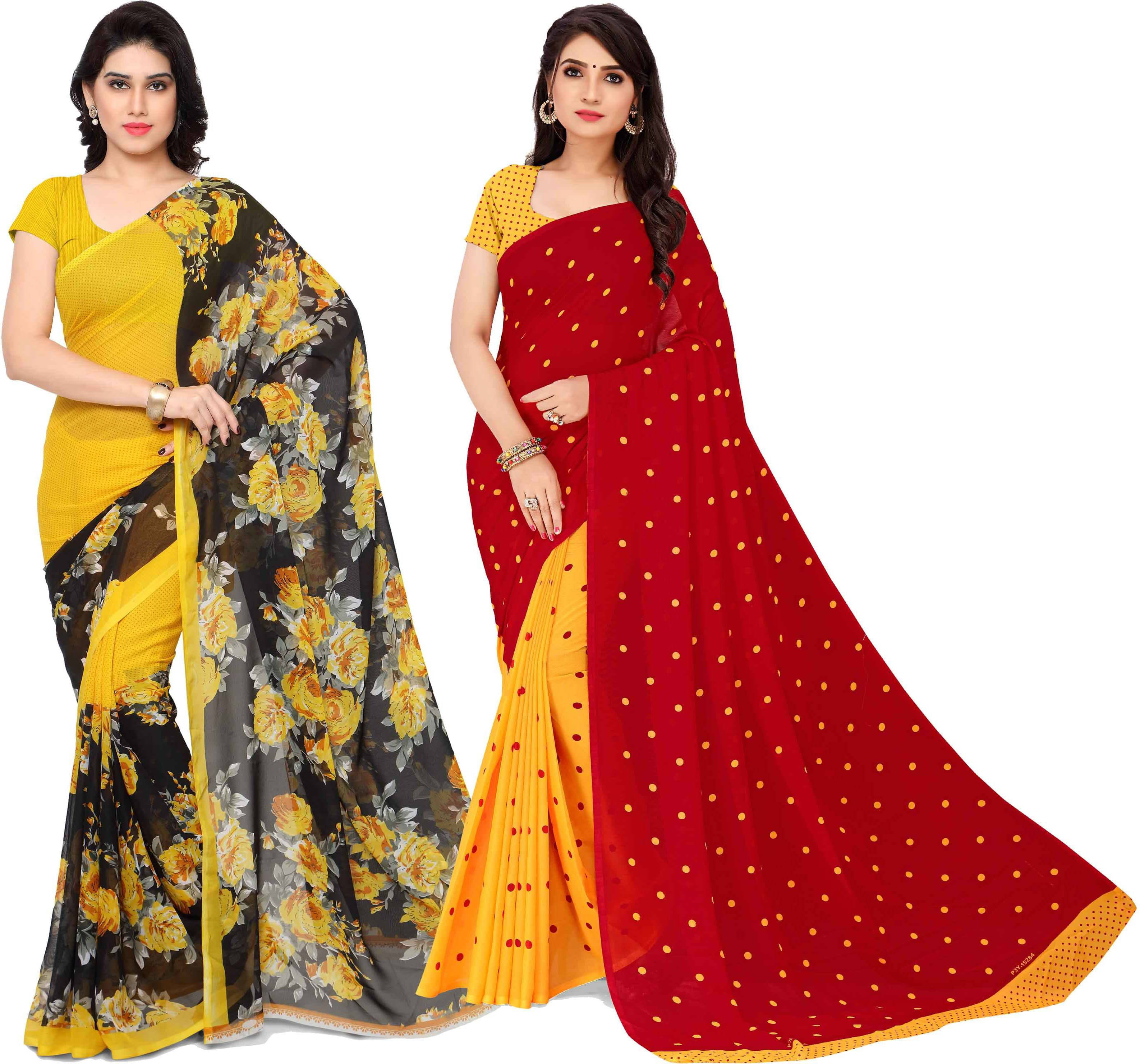     			ANAND SAREES Georgette Solid Saree With Unstitched Blouse Piece ( Multicolor )
