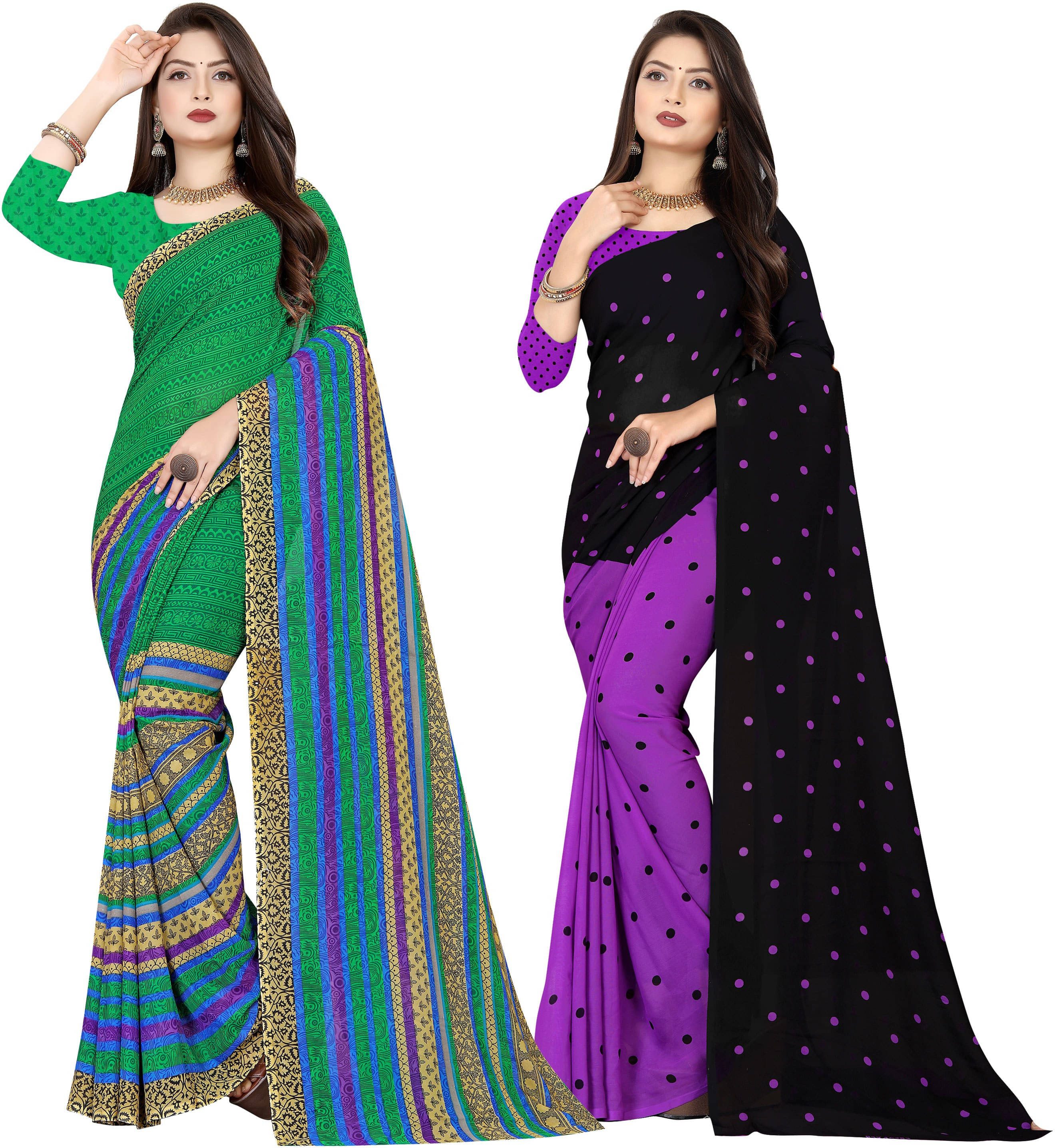     			ANAND SAREES Georgette Solid Saree With Unstitched Blouse Piece ( Multicolor )