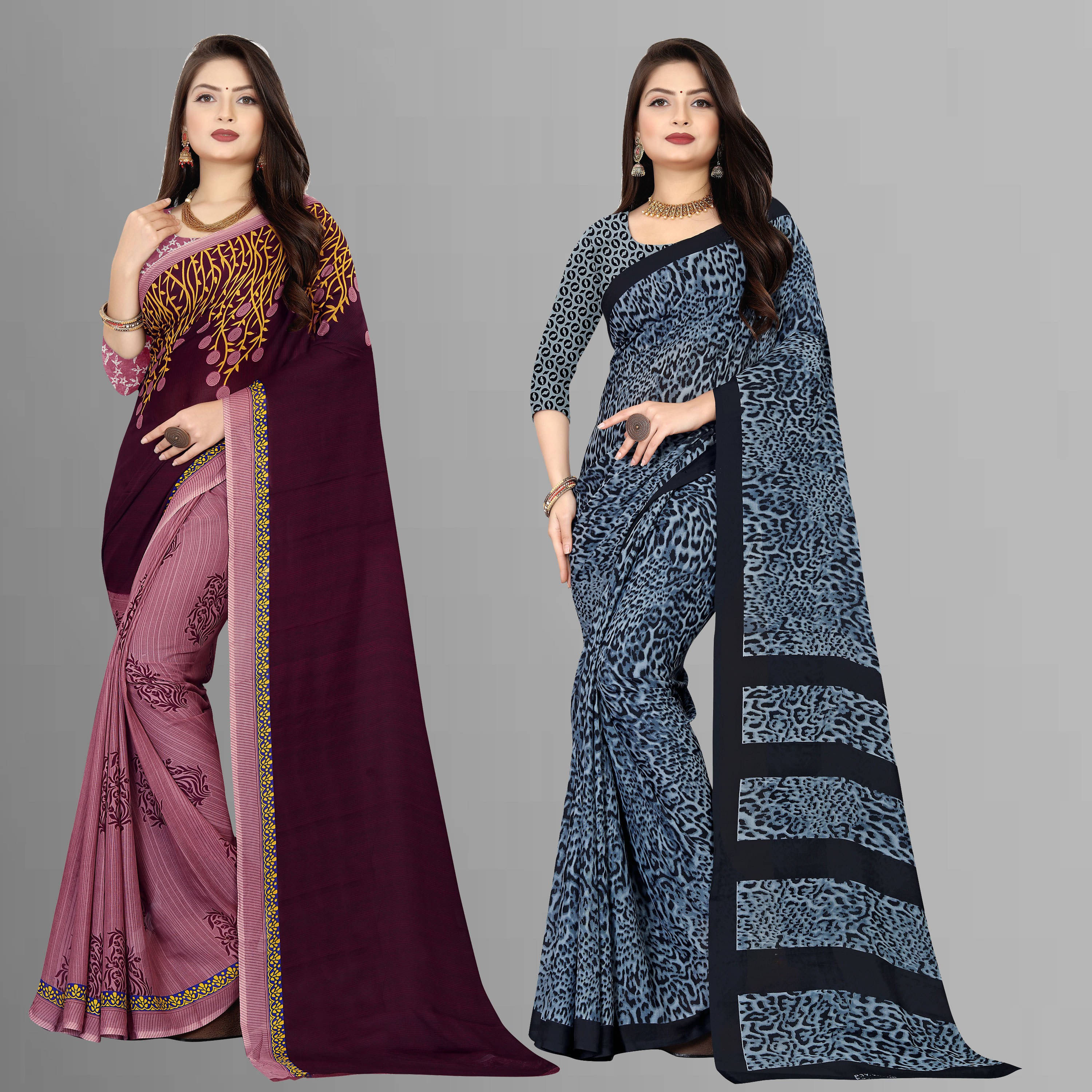     			ANAND SAREES Georgette Solid Saree With Unstitched Blouse Piece ( Multicolor )