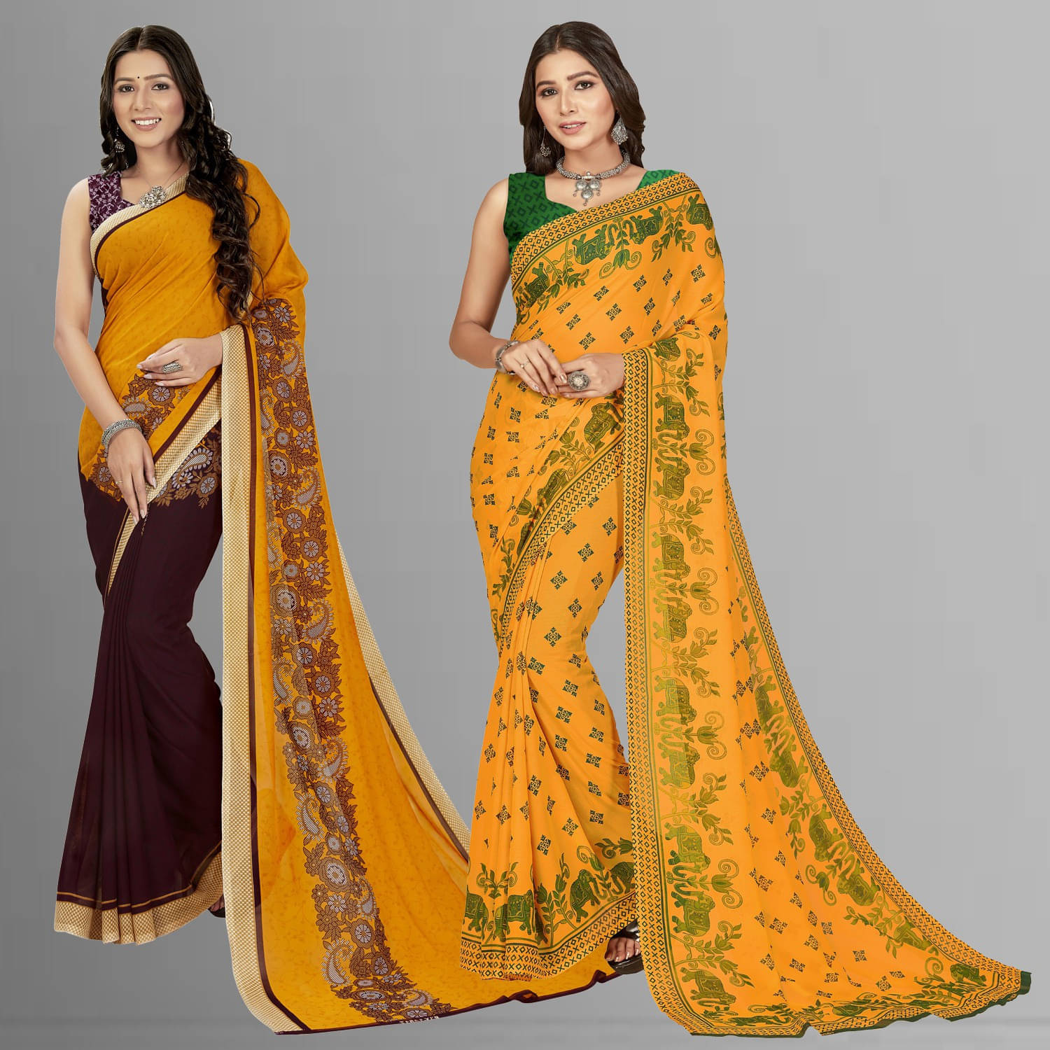 ANAND SAREES Georgette Striped Saree With Unstitched Blouse Piece ( Multicolor ) ANAND SAREES Georgette Striped Saree With Unstitched Blouse Piece ( Multicolor )