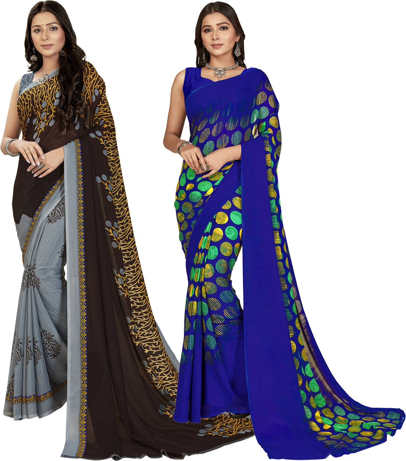 ANAND SAREES Georgette Striped Saree With Unstitched Blouse Piece ( Multicolor ) ANAND SAREES Georgette Striped Saree With Unstitched Blouse Piece ( Multicolor )