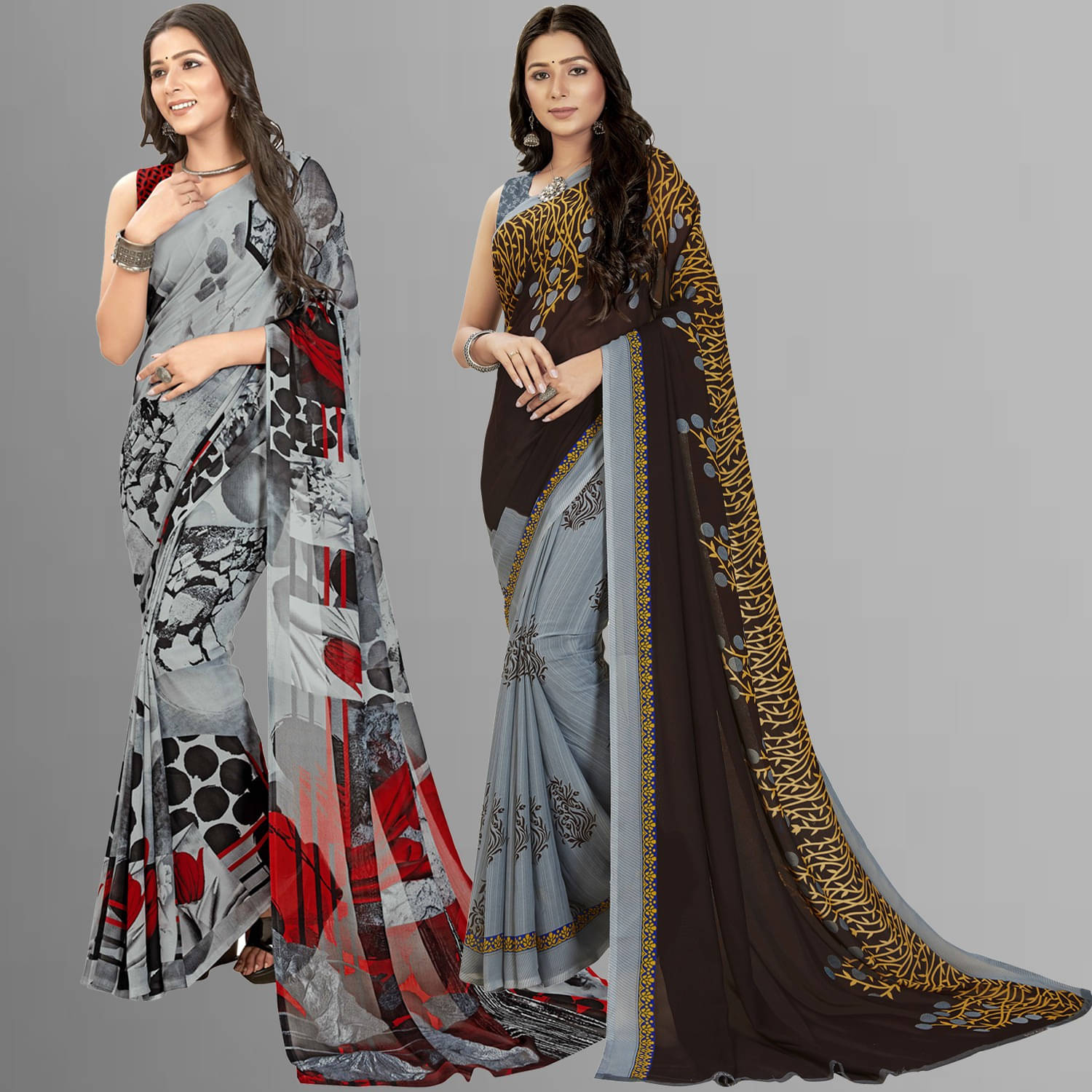 ANAND SAREES Georgette Striped Saree With Unstitched Blouse Piece ( Multicolor ) ANAND SAREES Georgette Striped Saree With Unstitched Blouse Piece ( Multicolor )