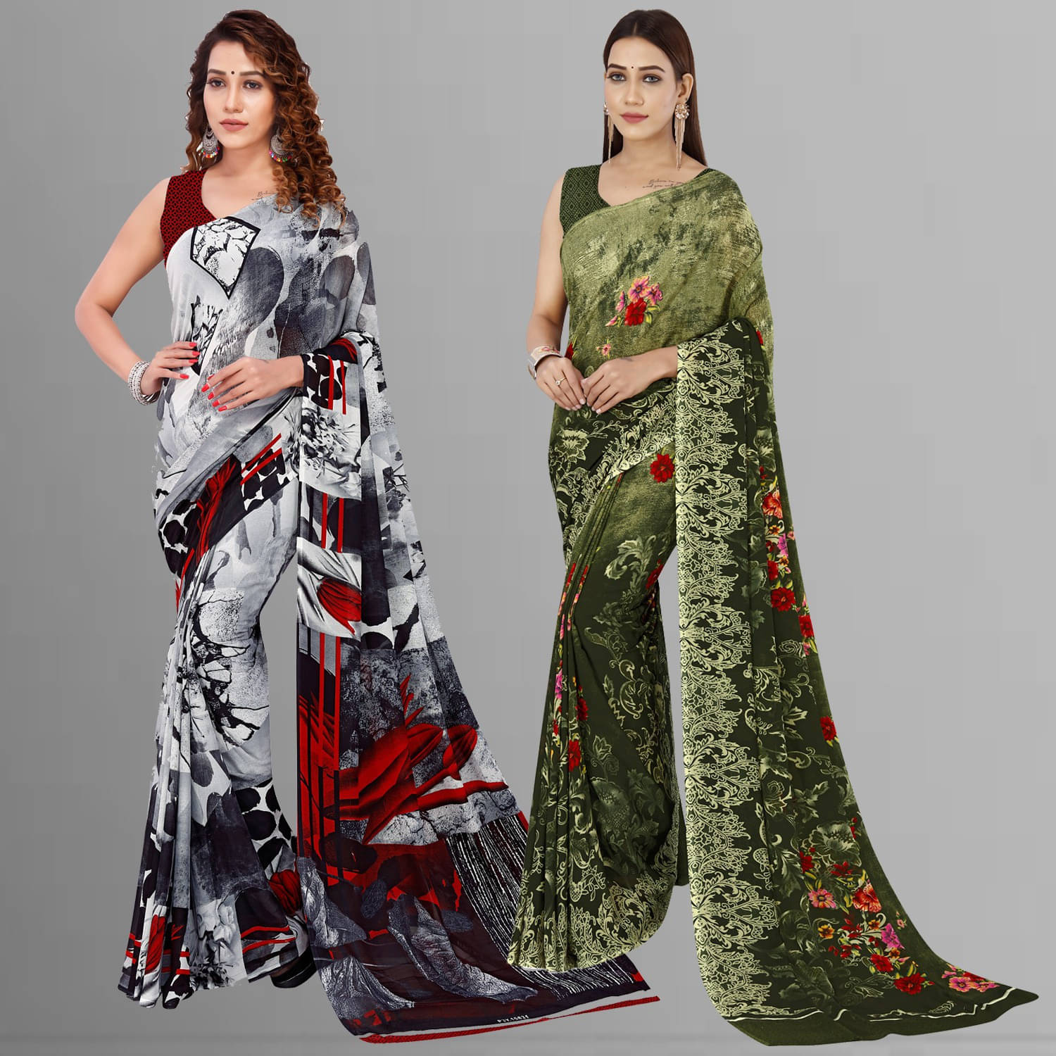     			ANAND SAREES Georgette Striped Saree With Unstitched Blouse Piece ( Multicolor )