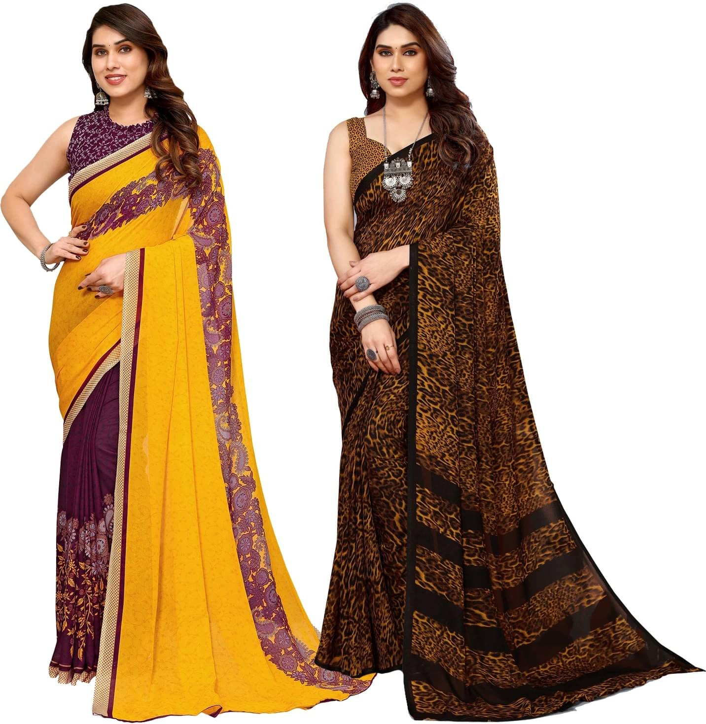 ANAND SAREES Georgette Striped Saree With Unstitched Blouse Piece ( Multicolor ) ANAND SAREES Georgette Striped Saree With Unstitched Blouse Piece ( Multicolor )