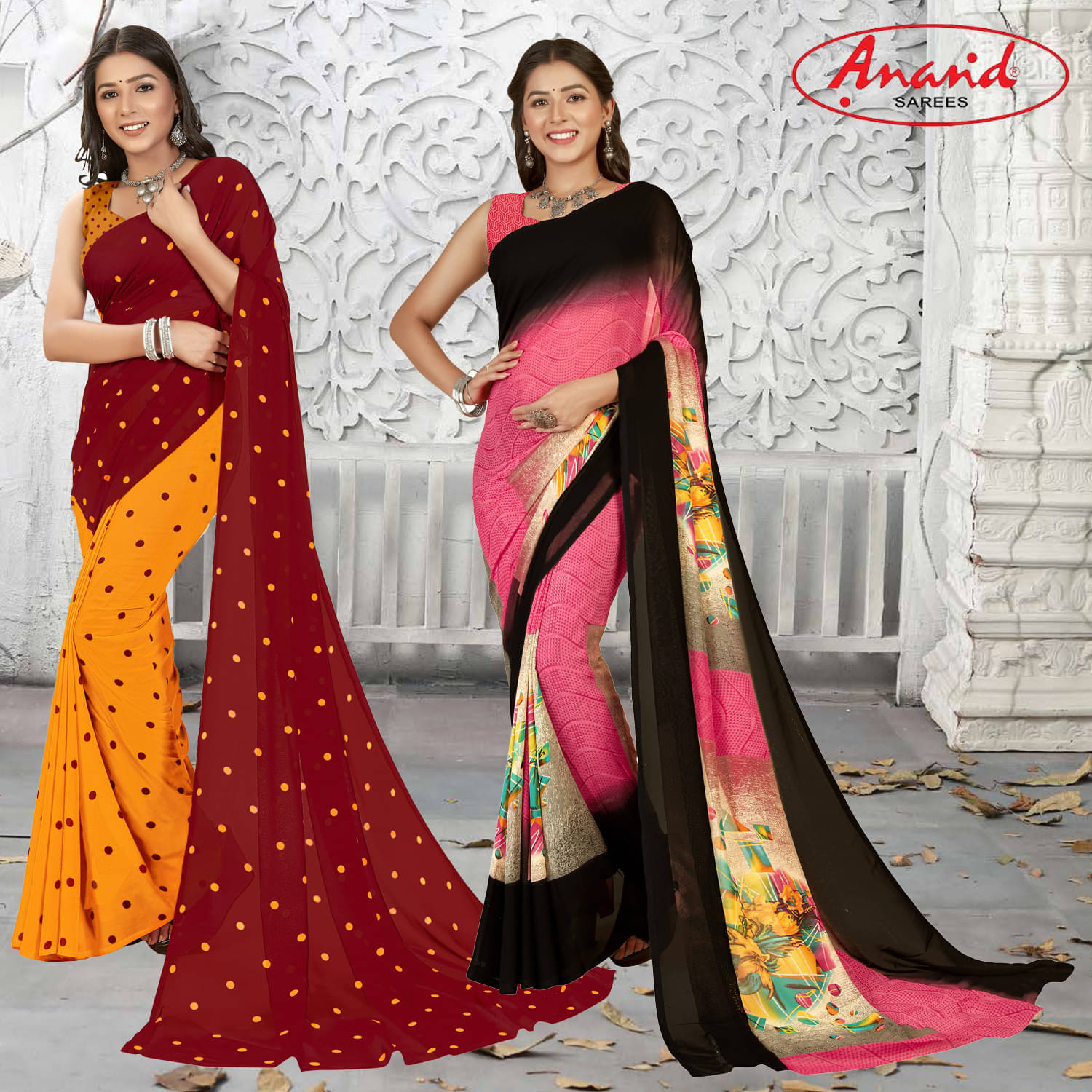 ANAND SAREES Georgette Striped Saree With Unstitched Blouse Piece ( Multicolor ) ANAND SAREES Georgette Striped Saree With Unstitched Blouse Piece ( Multicolor )