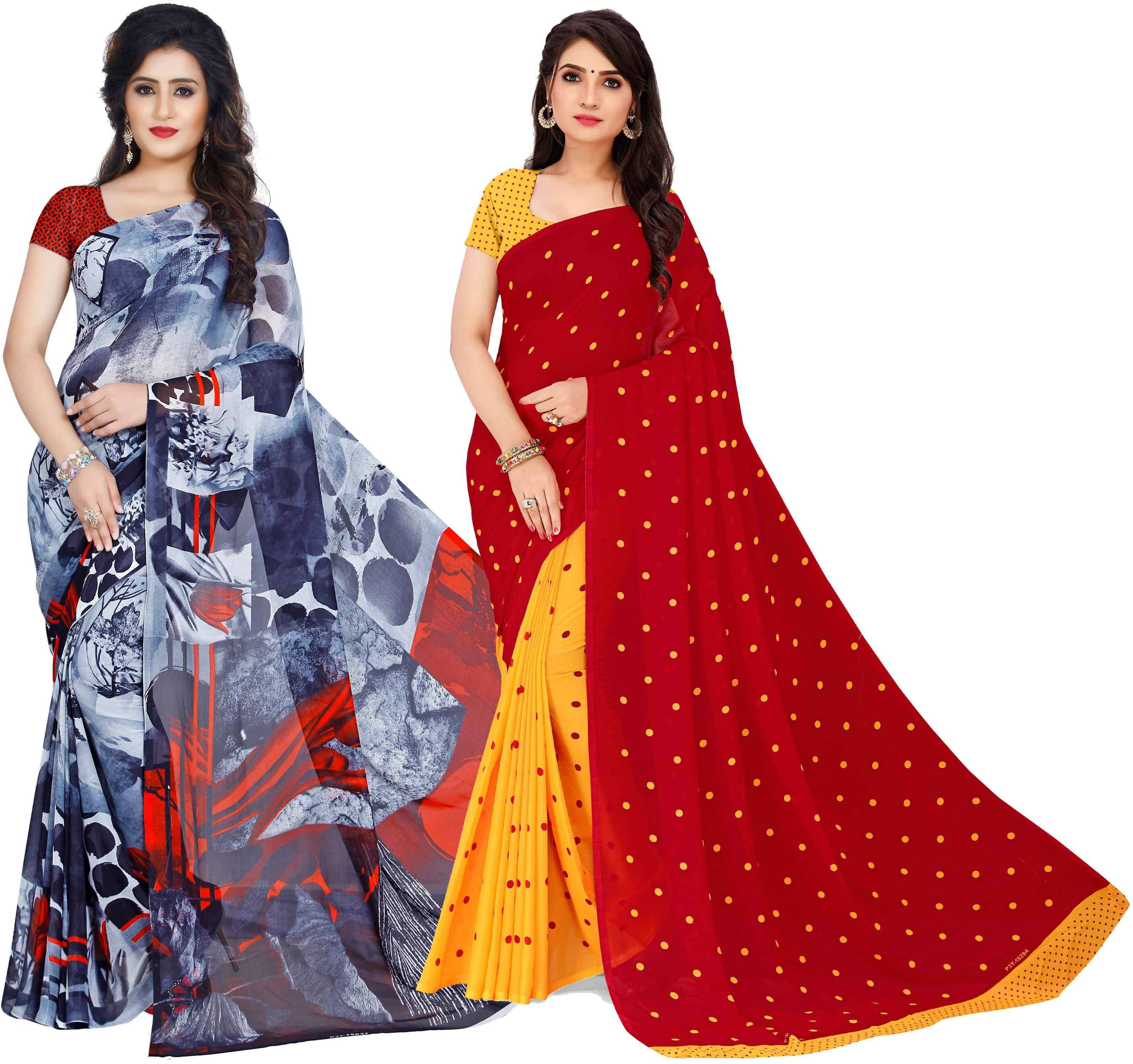     			ANAND SAREES Georgette Striped Saree With Unstitched Blouse Piece ( Multicolor )