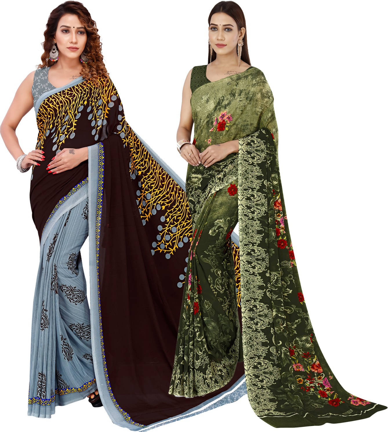 ANAND SAREES Georgette Striped Saree With Unstitched Blouse Piece ( Multicolor ) ANAND SAREES Georgette Striped Saree With Unstitched Blouse Piece ( Multicolor )