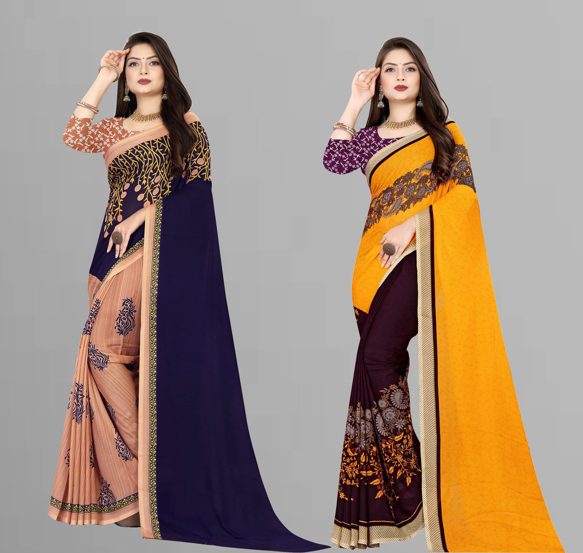 ANAND SAREES Georgette Striped Saree With Unstitched Blouse Piece ( Multicolor ) ANAND SAREES Georgette Striped Saree With Unstitched Blouse Piece ( Multicolor )