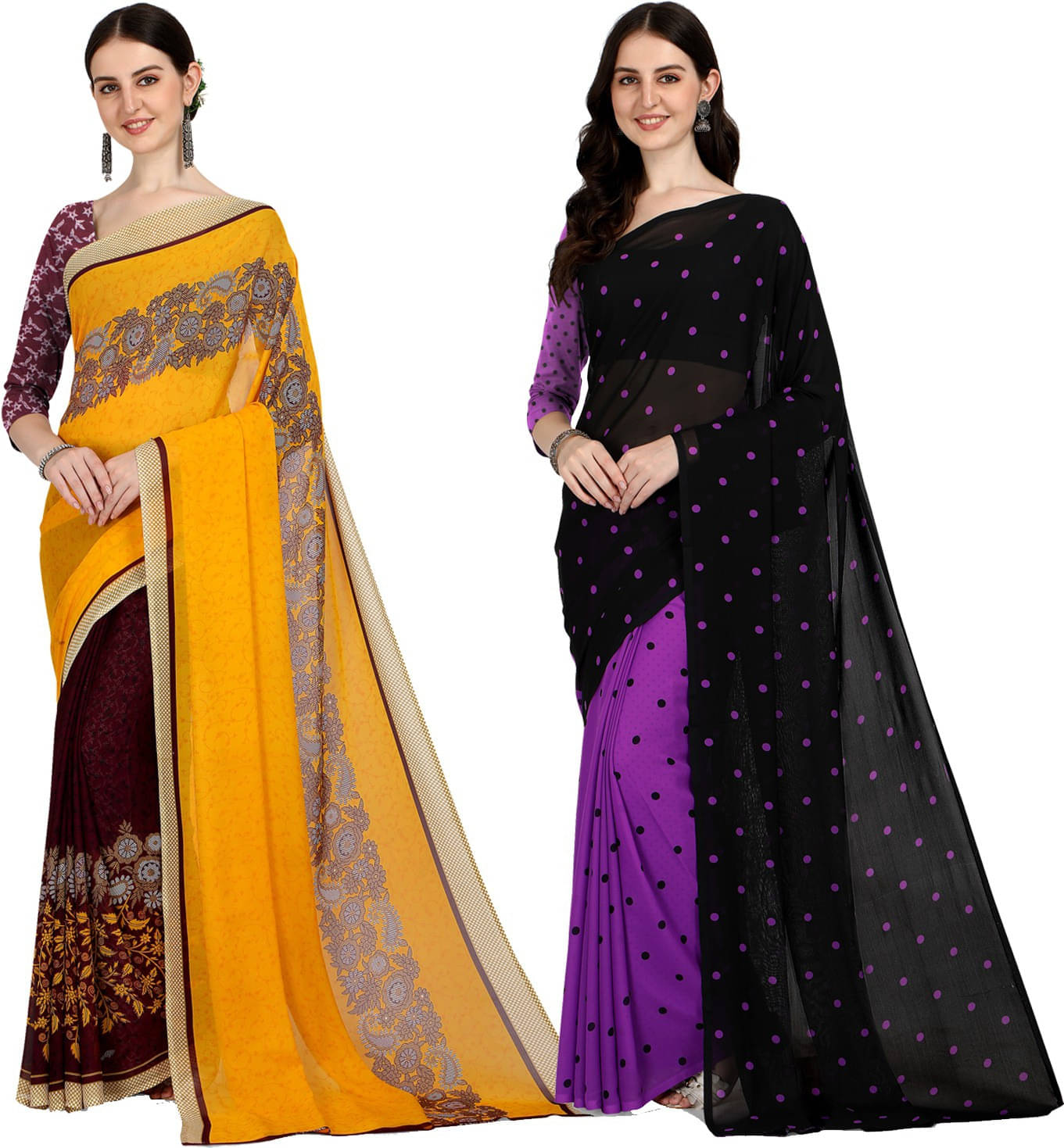 ANAND SAREES Georgette Striped Saree With Unstitched Blouse Piece ( Multicolor ) ANAND SAREES Georgette Striped Saree With Unstitched Blouse Piece ( Multicolor )