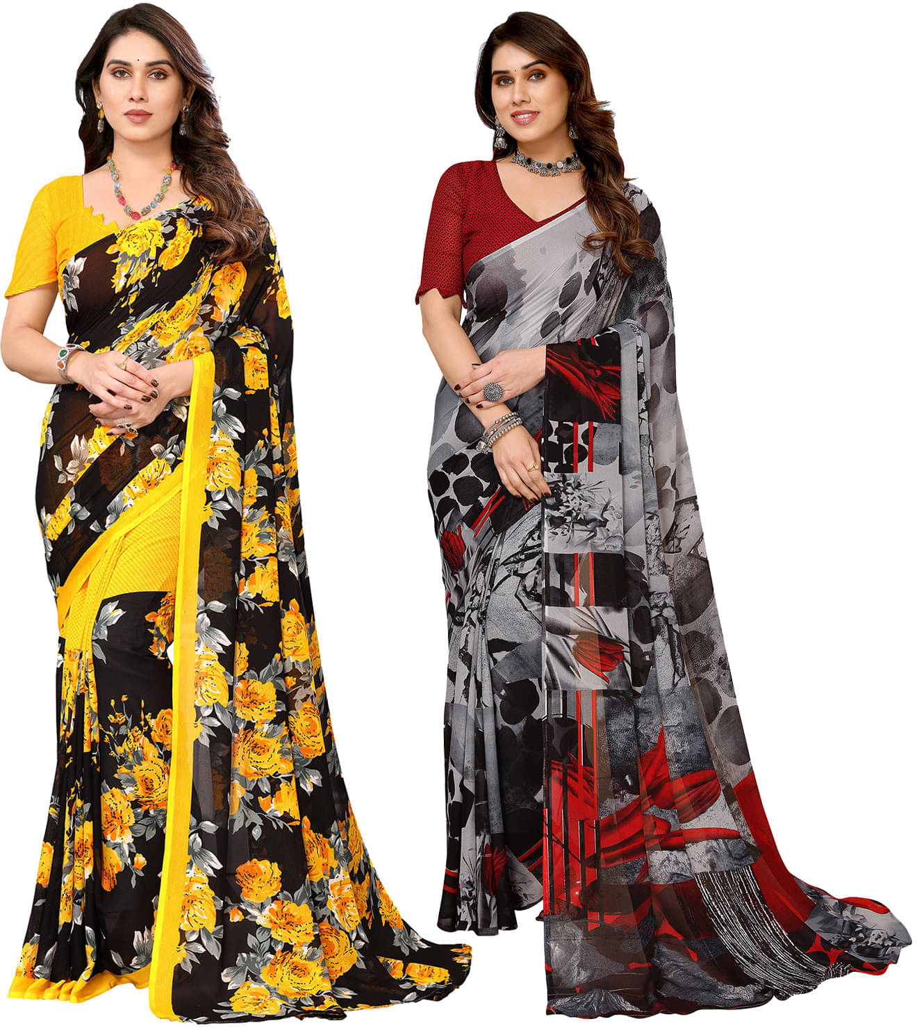 ANAND SAREES Georgette Striped Saree With Unstitched Blouse Piece ( Multicolor ) ANAND SAREES Georgette Striped Saree With Unstitched Blouse Piece ( Multicolor )