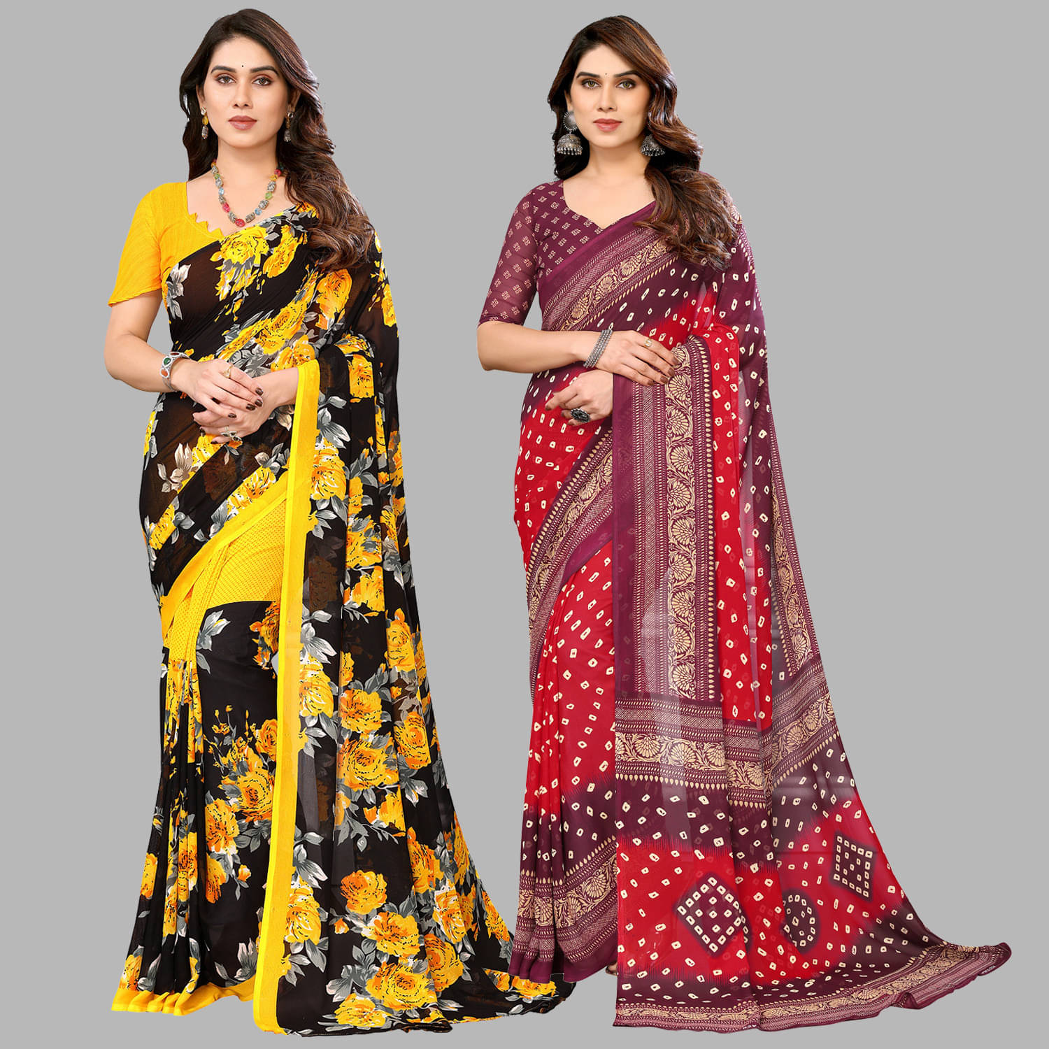     			ANAND SAREES Georgette Striped Saree With Unstitched Blouse Piece ( Multicolor )