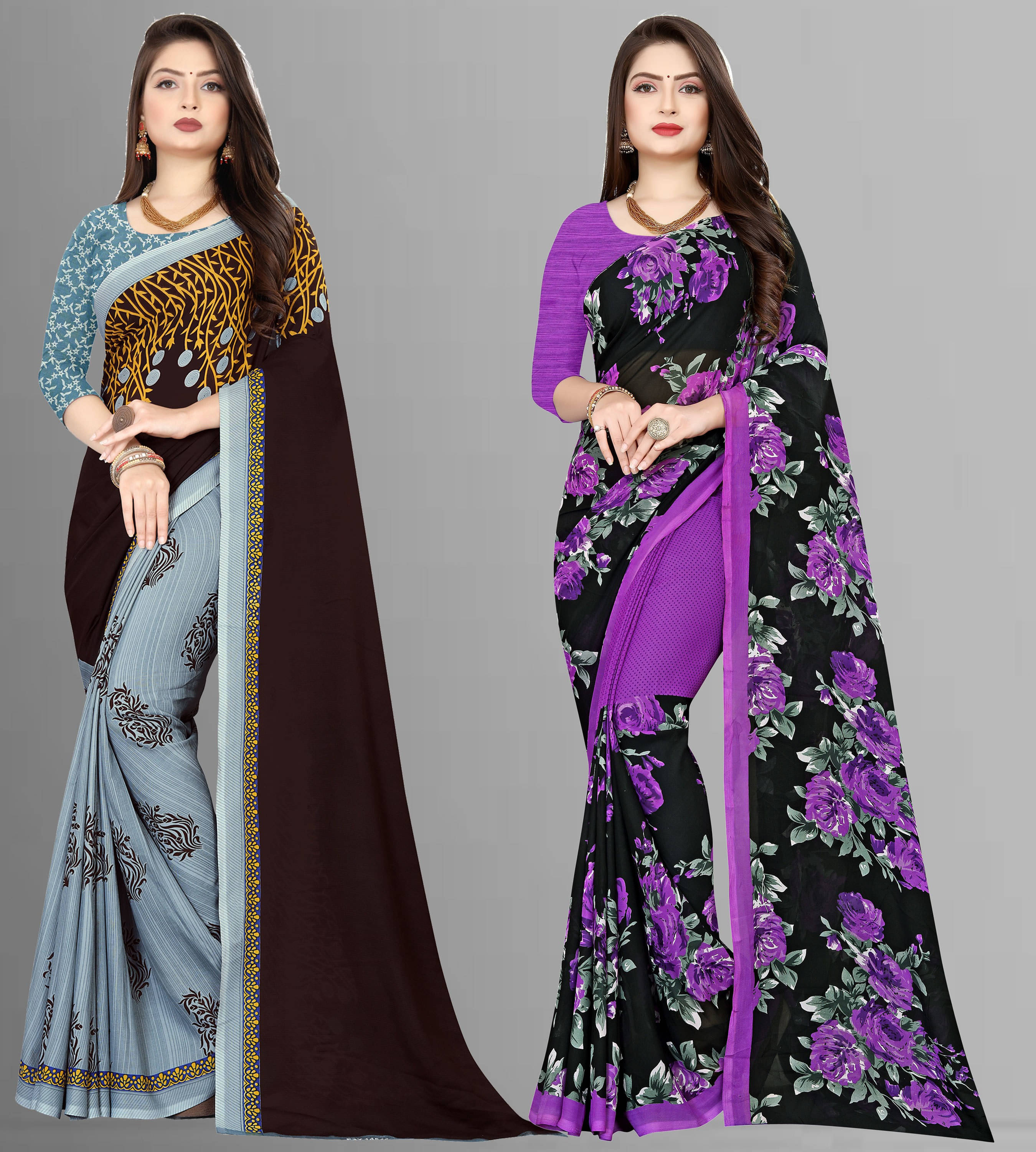     			ANAND SAREES Georgette Striped Saree With Unstitched Blouse Piece ( Multicolor )