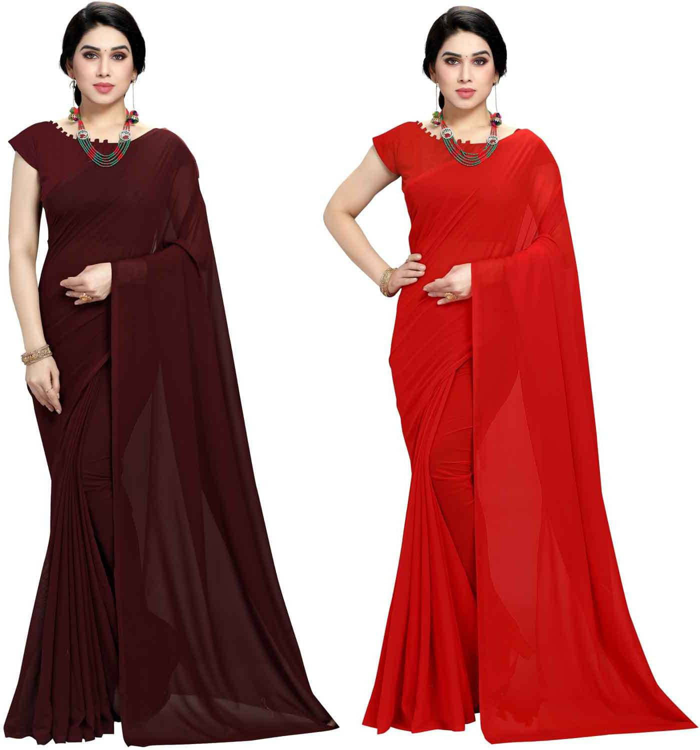 ANAND SAREES Georgette Striped Saree With Unstitched Blouse Piece ( Multicolor ) ANAND SAREES Georgette Striped Saree With Unstitched Blouse Piece ( Multicolor )