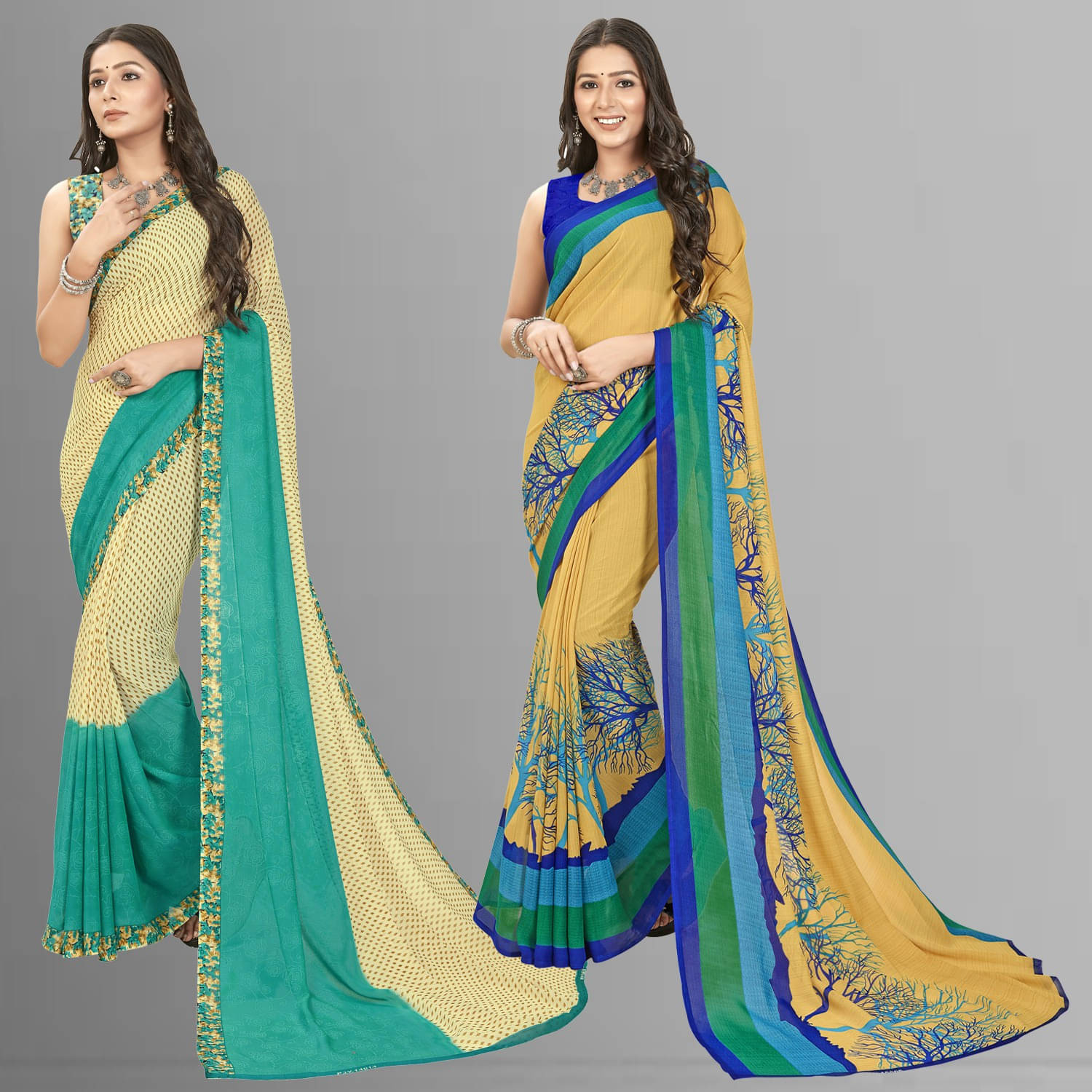 ANAND SAREES Georgette Striped Saree With Unstitched Blouse Piece ( Multicolor ) ANAND SAREES Georgette Striped Saree With Unstitched Blouse Piece ( Multicolor )