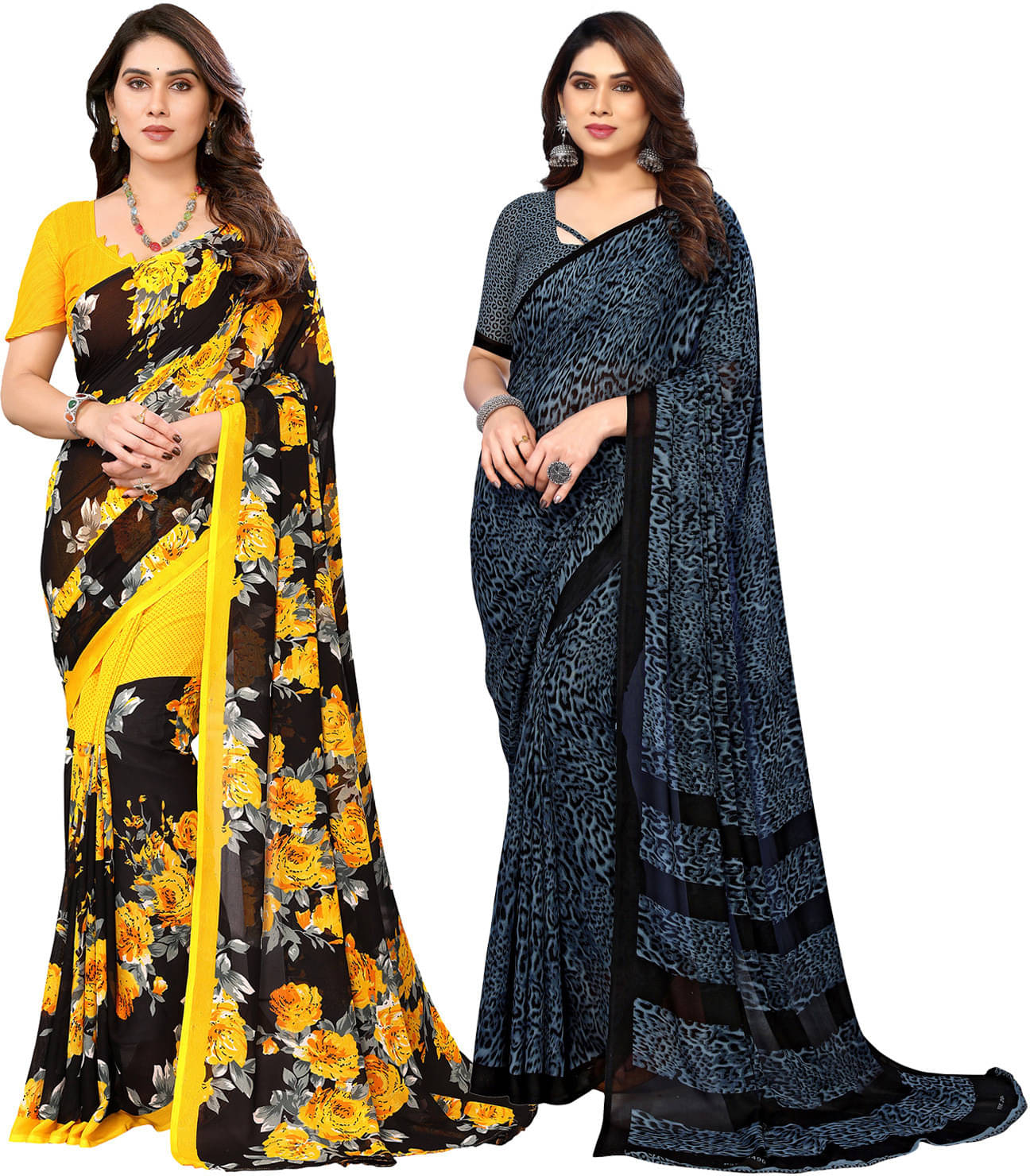     			ANAND SAREES Georgette Striped Saree With Unstitched Blouse Piece ( Multicolor )