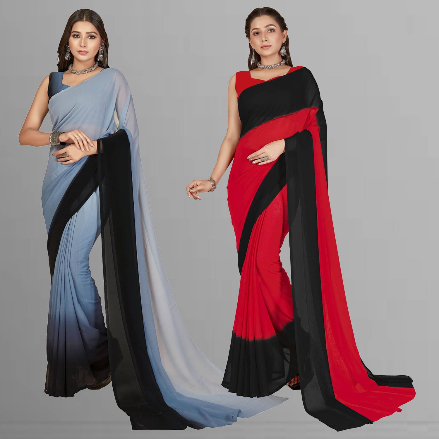ANAND SAREES Georgette Striped Saree With Unstitched Blouse Piece ( Multicolor ) ANAND SAREES Georgette Striped Saree With Unstitched Blouse Piece ( Multicolor )