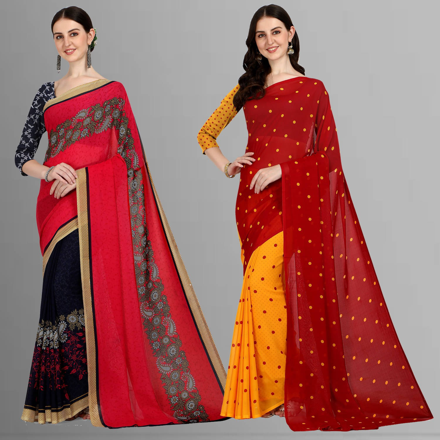 ANAND SAREES Georgette Striped Saree With Unstitched Blouse Piece ( Multicolor ) ANAND SAREES Georgette Striped Saree With Unstitched Blouse Piece ( Multicolor )