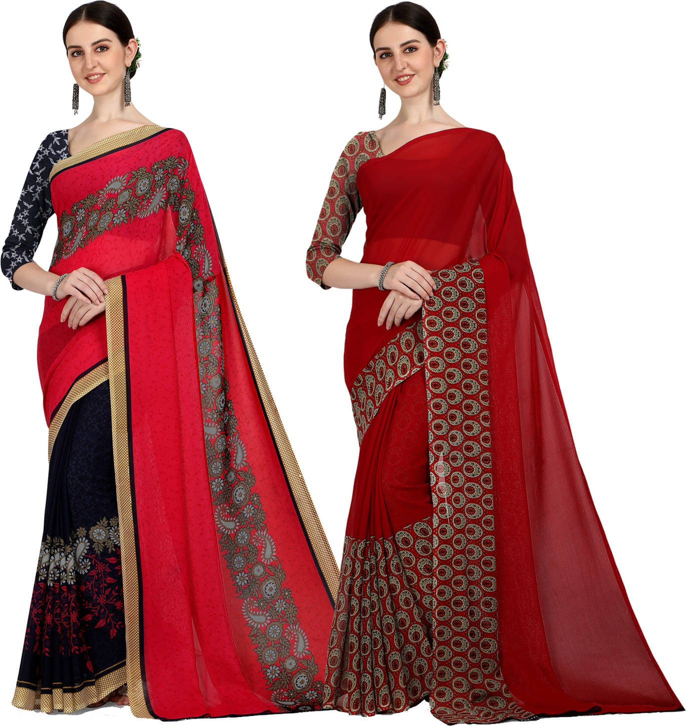     			ANAND SAREES Georgette Striped Saree With Unstitched Blouse Piece ( Multicolor )