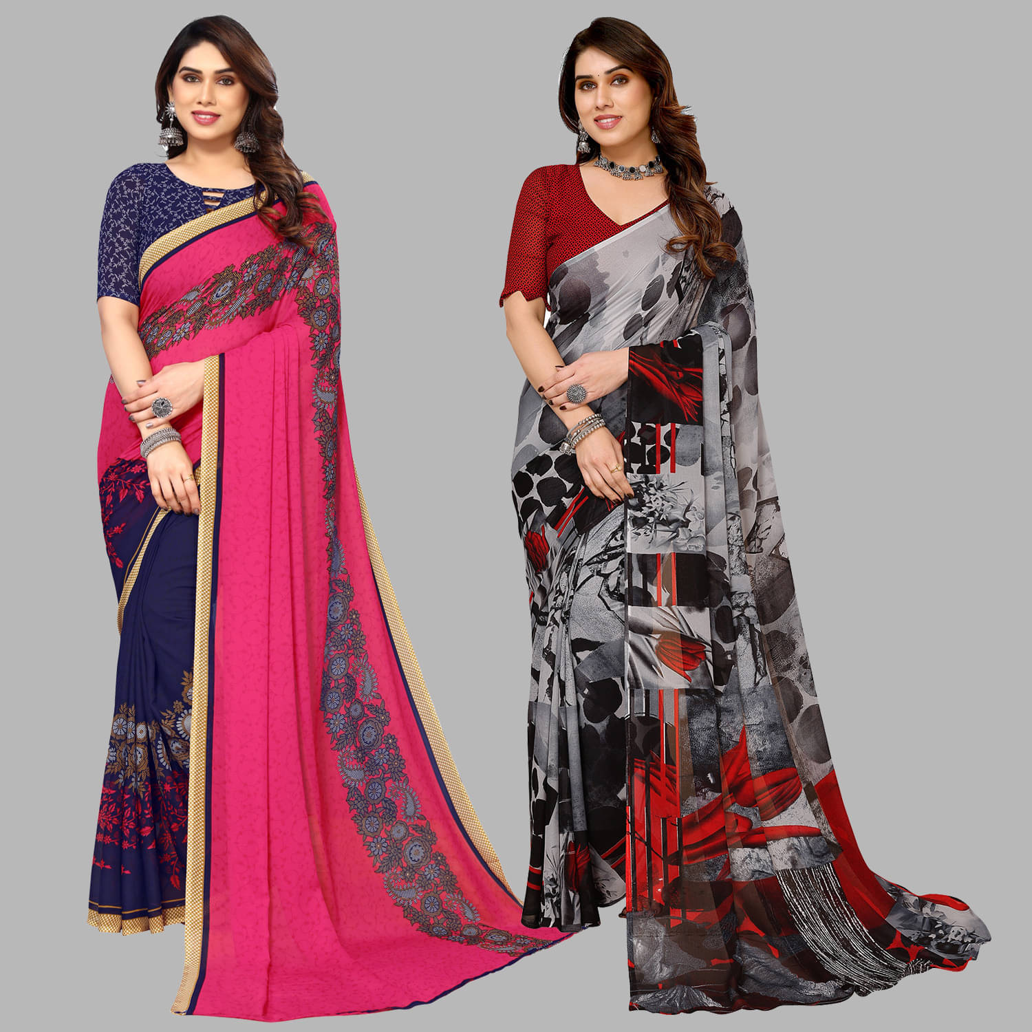 ANAND SAREES Georgette Striped Saree With Unstitched Blouse Piece ( Multicolor ) ANAND SAREES Georgette Striped Saree With Unstitched Blouse Piece ( Multicolor )
