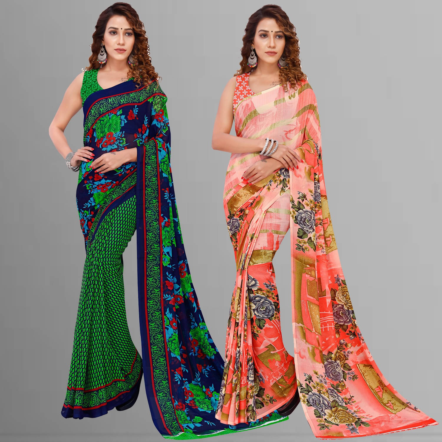     			ANAND SAREES Georgette Striped Saree With Unstitched Blouse Piece ( Multicolor )