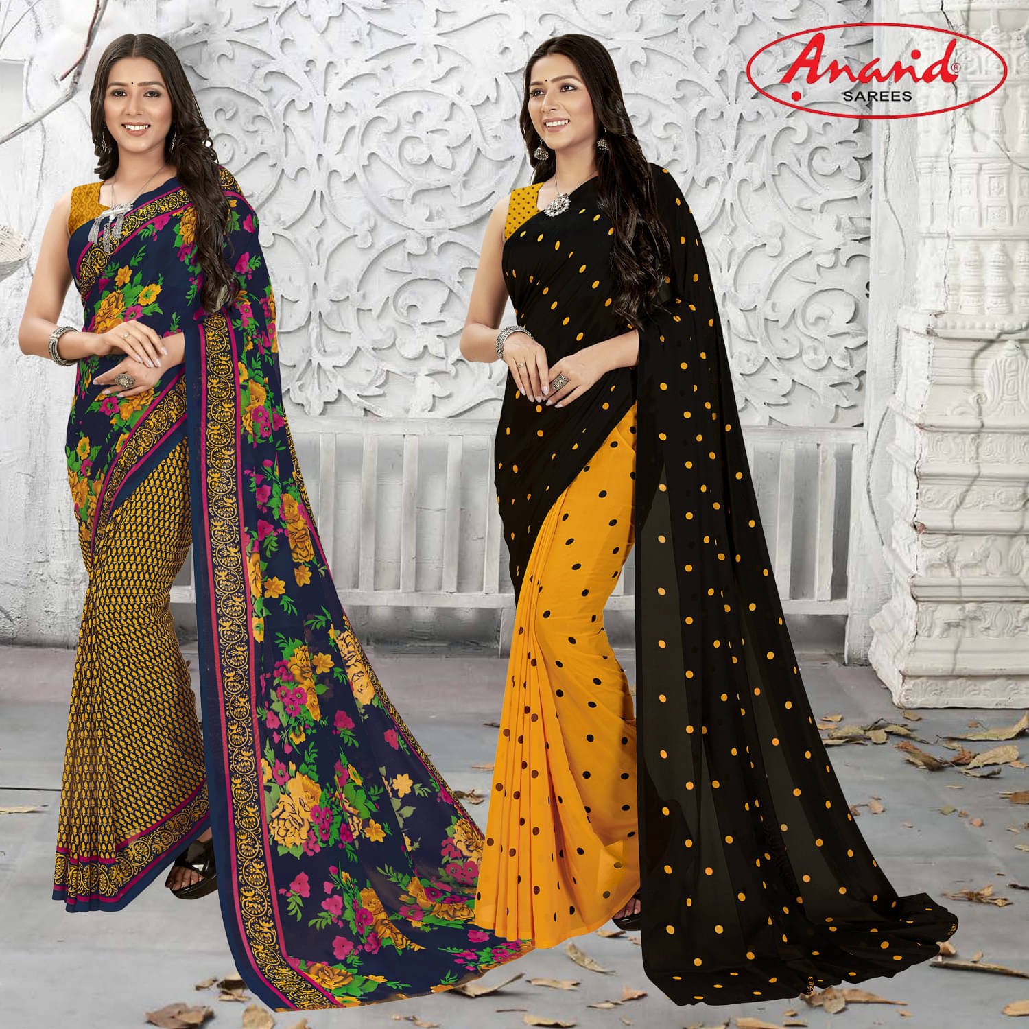     			ANAND SAREES Georgette Striped Saree With Unstitched Blouse Piece ( Multicolor )