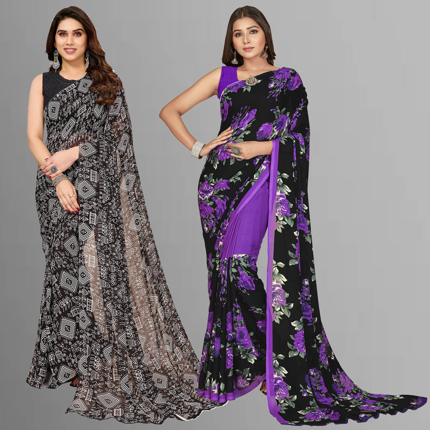 ANAND SAREES Georgette Striped Saree With Unstitched Blouse Piece ( Multicolor ) ANAND SAREES Georgette Striped Saree With Unstitched Blouse Piece ( Multicolor )