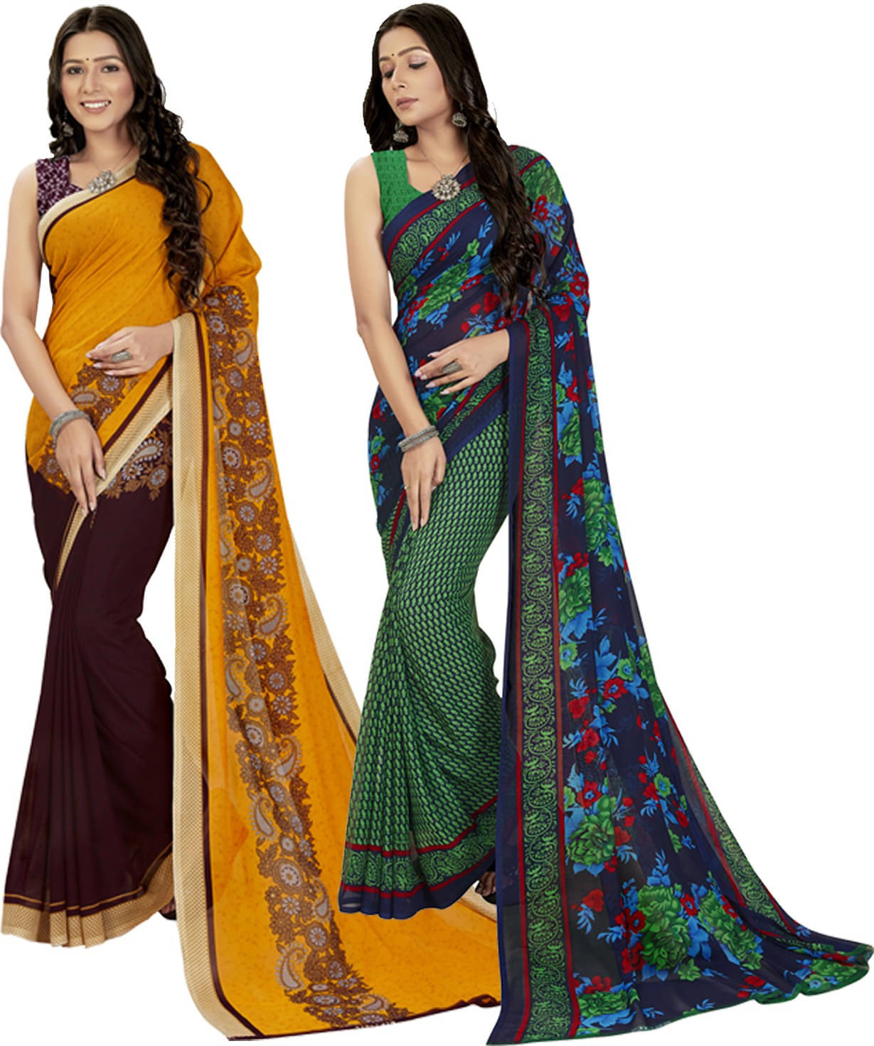 ANAND SAREES Georgette Striped Saree With Unstitched Blouse Piece ( Multicolor ) ANAND SAREES Georgette Striped Saree With Unstitched Blouse Piece ( Multicolor )