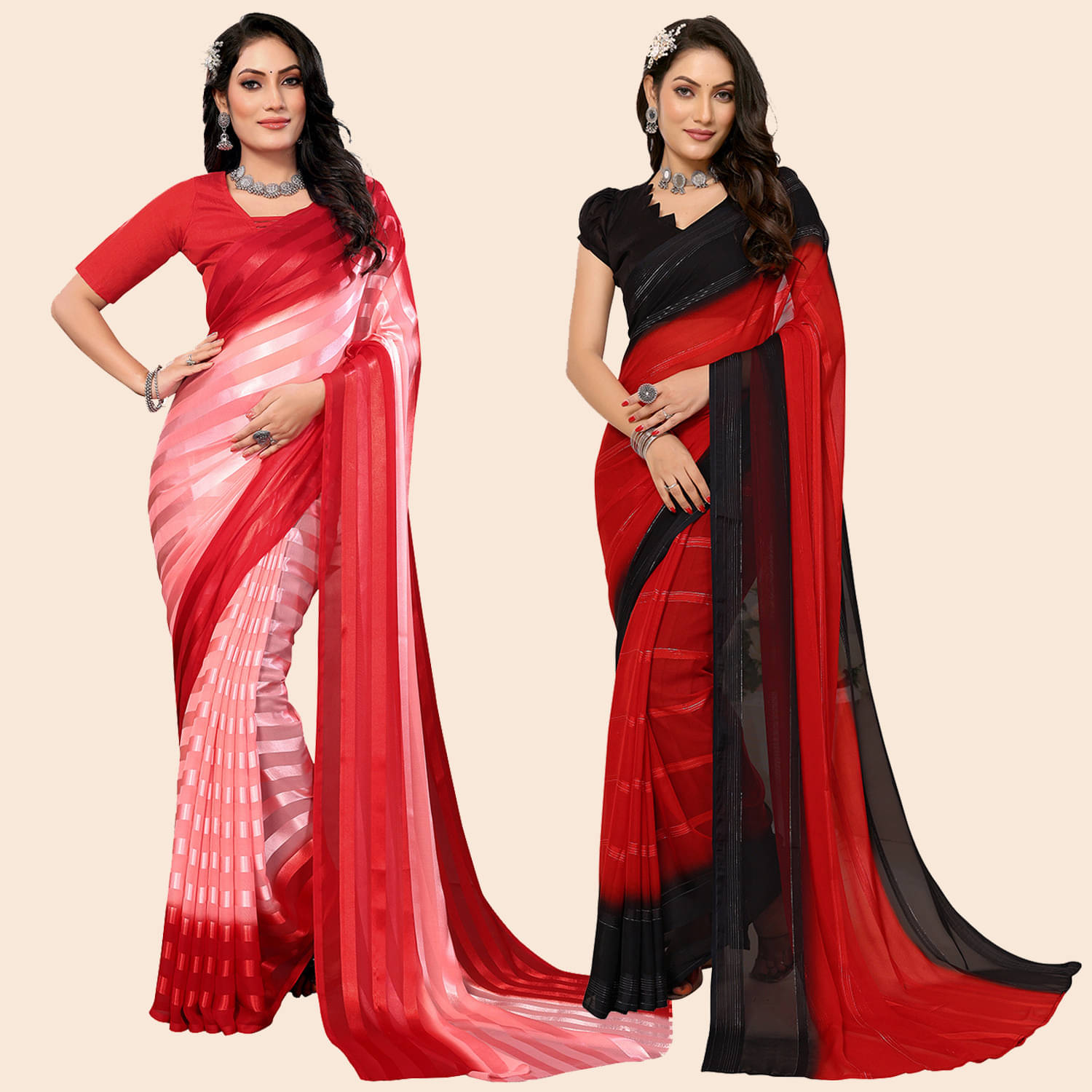 ANAND SAREES Satin Embellished Saree With Unstitched Blouse Piece ( Multicolor ) ANAND SAREES Satin Embellished Saree With Unstitched Blouse Piece ( Multicolor )