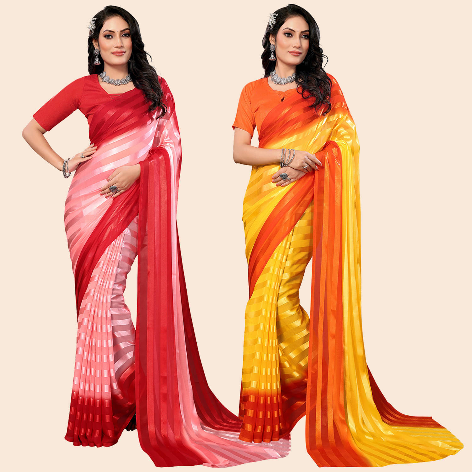     			ANAND SAREES Satin Embellished Saree With Unstitched Blouse Piece ( Multicolor )