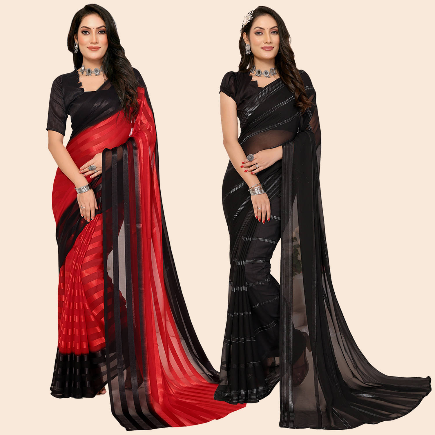 ANAND SAREES Satin Embellished Saree With Unstitched Blouse Piece ( Multicolor ) ANAND SAREES Satin Embellished Saree With Unstitched Blouse Piece ( Multicolor )