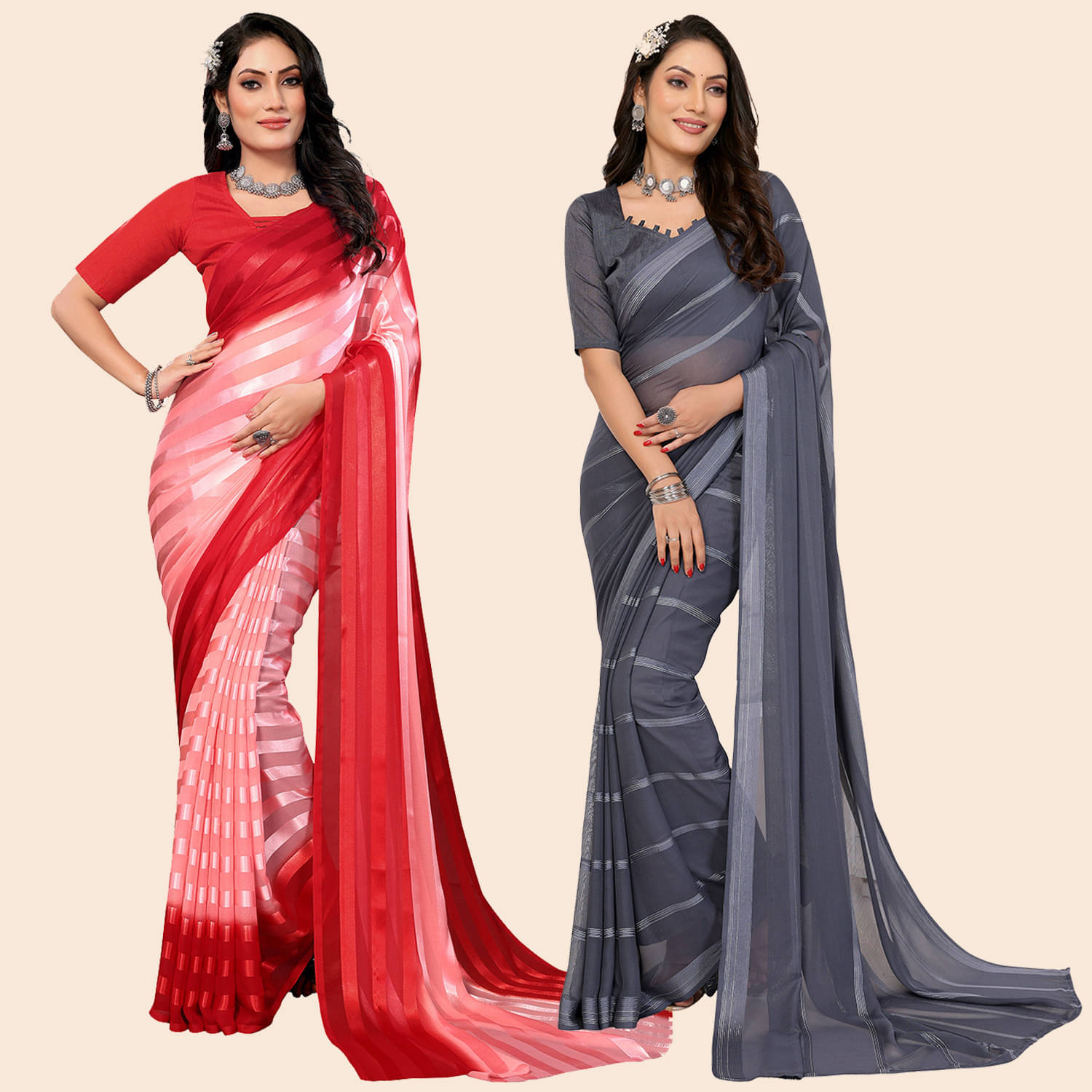 ANAND SAREES Satin Embellished Saree With Unstitched Blouse Piece ( Multicolor ) ANAND SAREES Satin Embellished Saree With Unstitched Blouse Piece ( Multicolor )