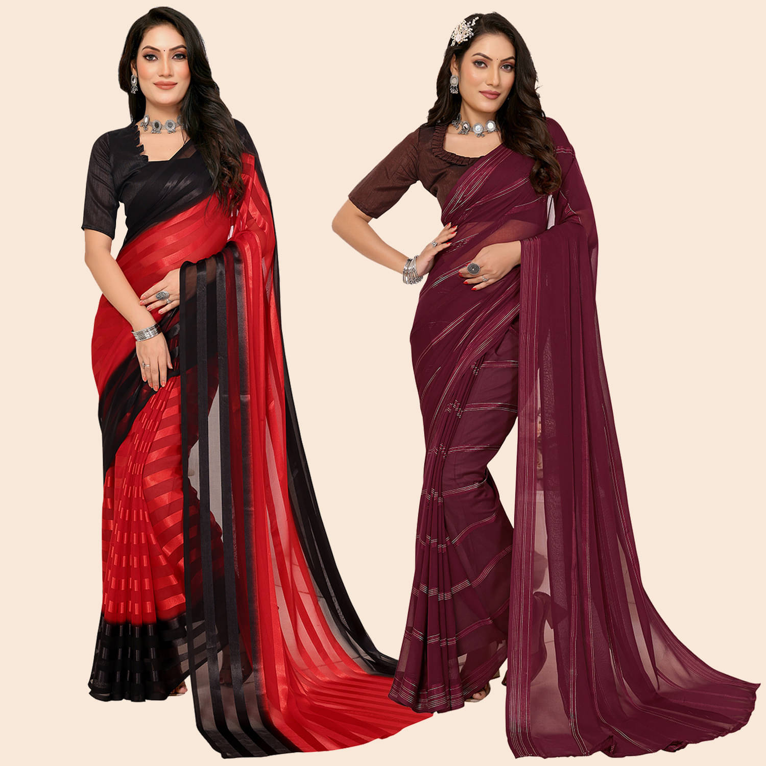 ANAND SAREES Satin Embellished Saree With Unstitched Blouse Piece ( Multicolor ) ANAND SAREES Satin Embellished Saree With Unstitched Blouse Piece ( Multicolor )