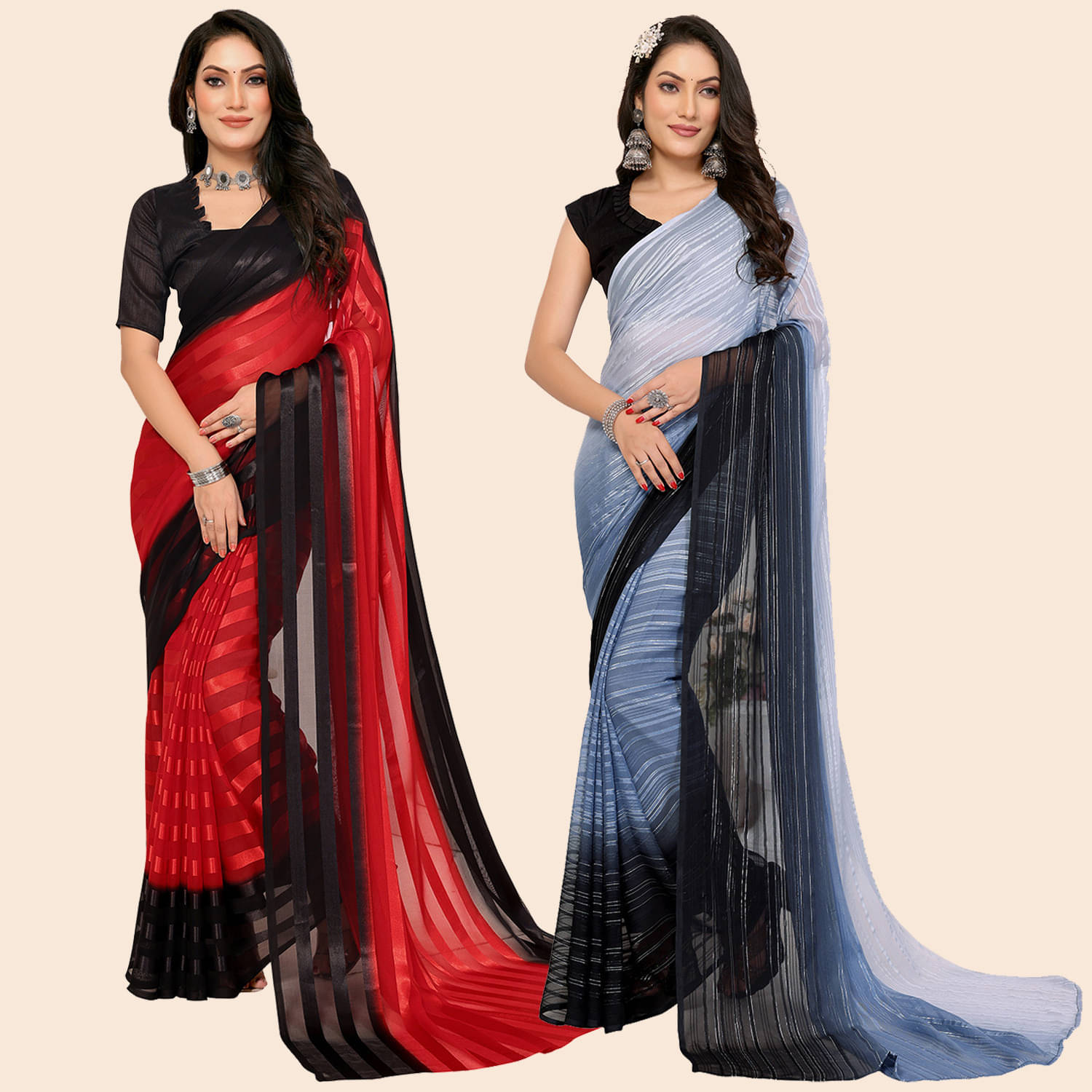 ANAND SAREES Satin Embellished Saree With Unstitched Blouse Piece ( Multicolor ) ANAND SAREES Satin Embellished Saree With Unstitched Blouse Piece ( Multicolor )