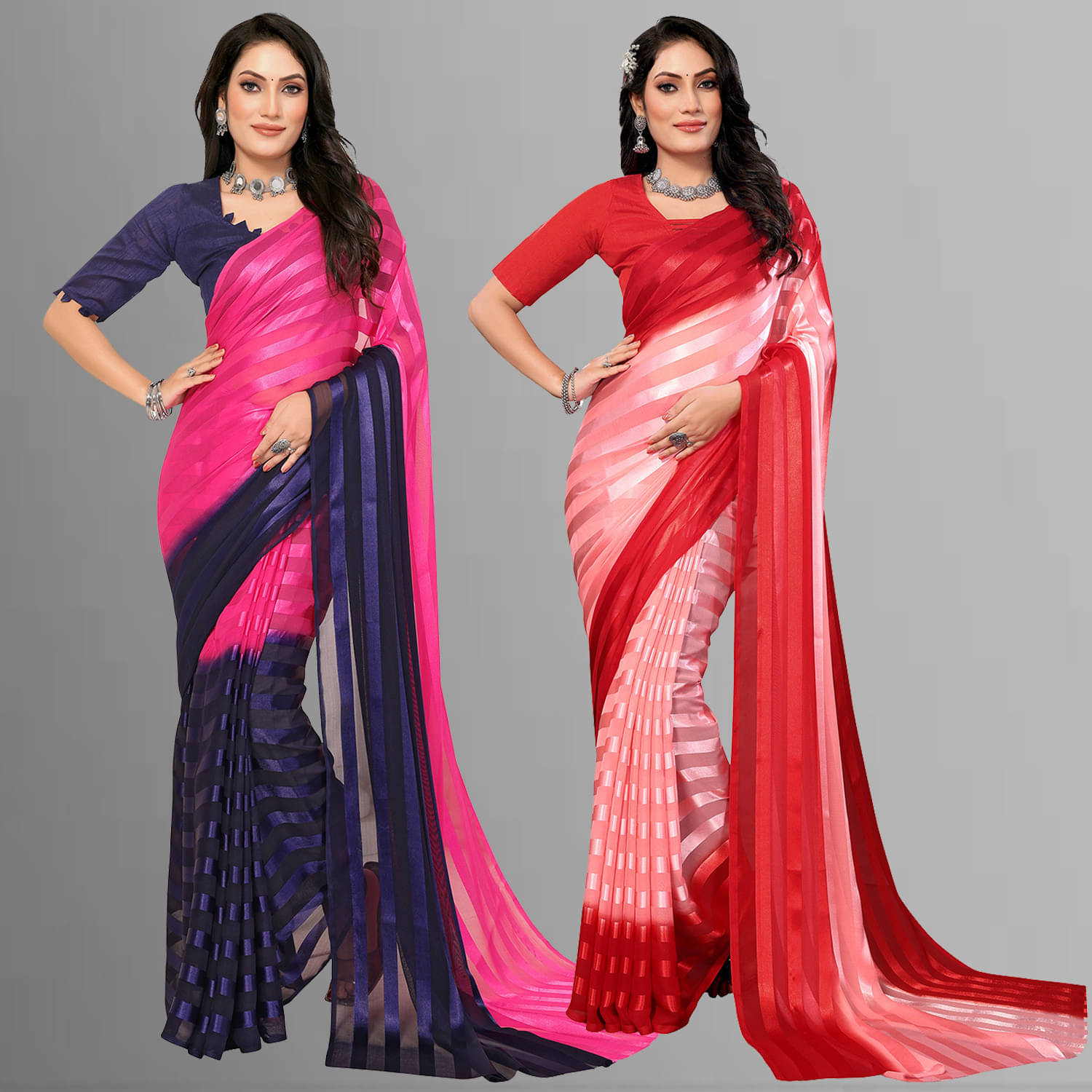     			ANAND SAREES Satin Embellished Saree With Unstitched Blouse Piece ( Multicolor )