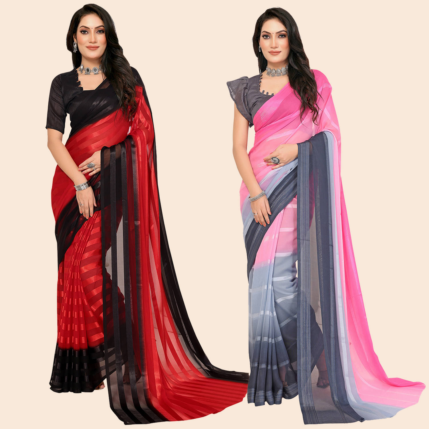 ANAND SAREES Satin Embellished Saree With Unstitched Blouse Piece ( Multicolor ) ANAND SAREES Satin Embellished Saree With Unstitched Blouse Piece ( Multicolor )