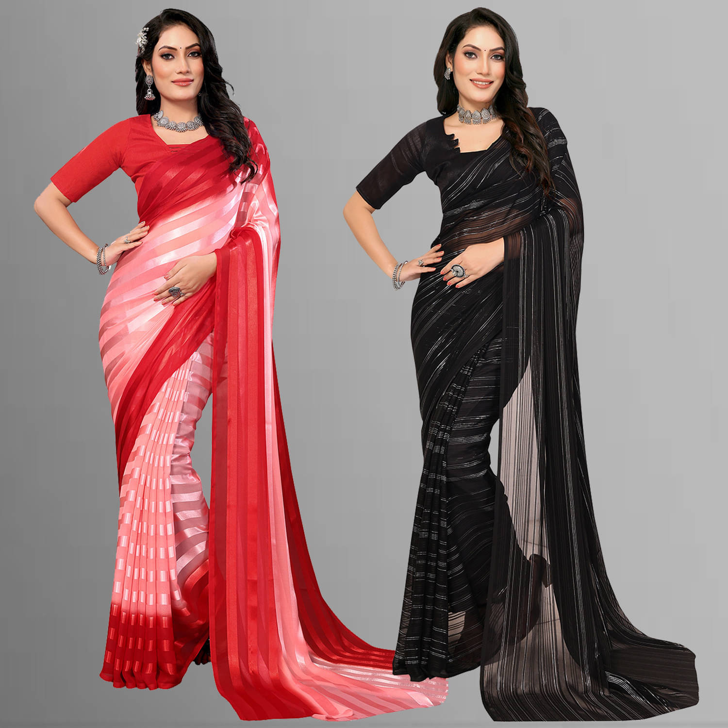 ANAND SAREES Satin Printed Saree With Unstitched Blouse Piece ( Multicolor ) ANAND SAREES Satin Printed Saree With Unstitched Blouse Piece ( Multicolor )