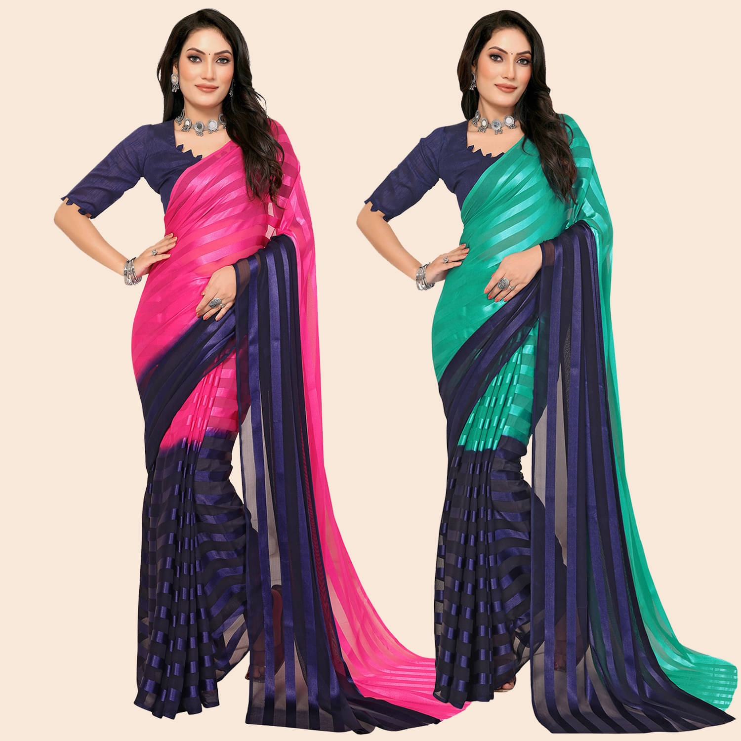 ANAND SAREES Satin Printed Saree With Unstitched Blouse Piece ( Multicolor ) ANAND SAREES Satin Printed Saree With Unstitched Blouse Piece ( Multicolor )