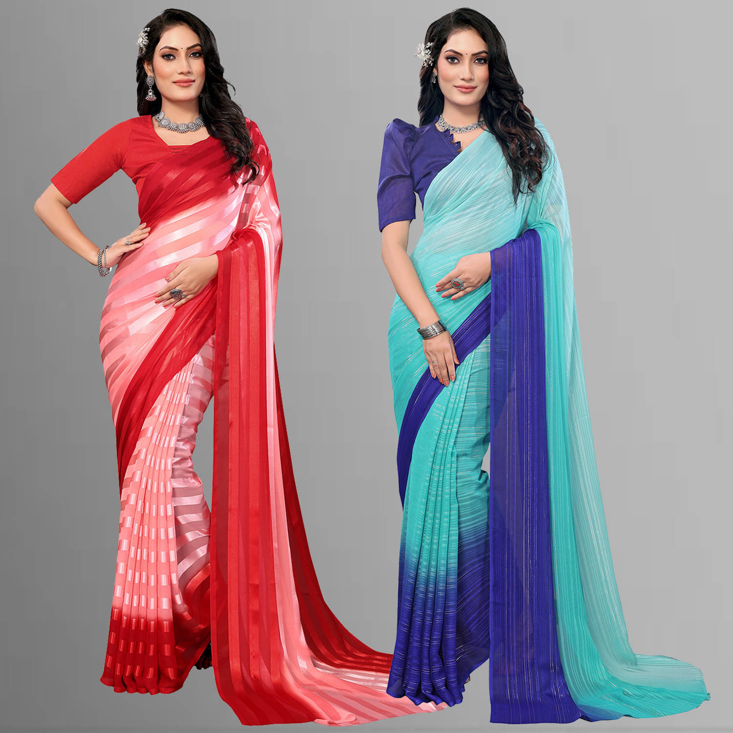 ANAND SAREES Satin Printed Saree With Unstitched Blouse Piece ( Multicolor ) ANAND SAREES Satin Printed Saree With Unstitched Blouse Piece ( Multicolor )