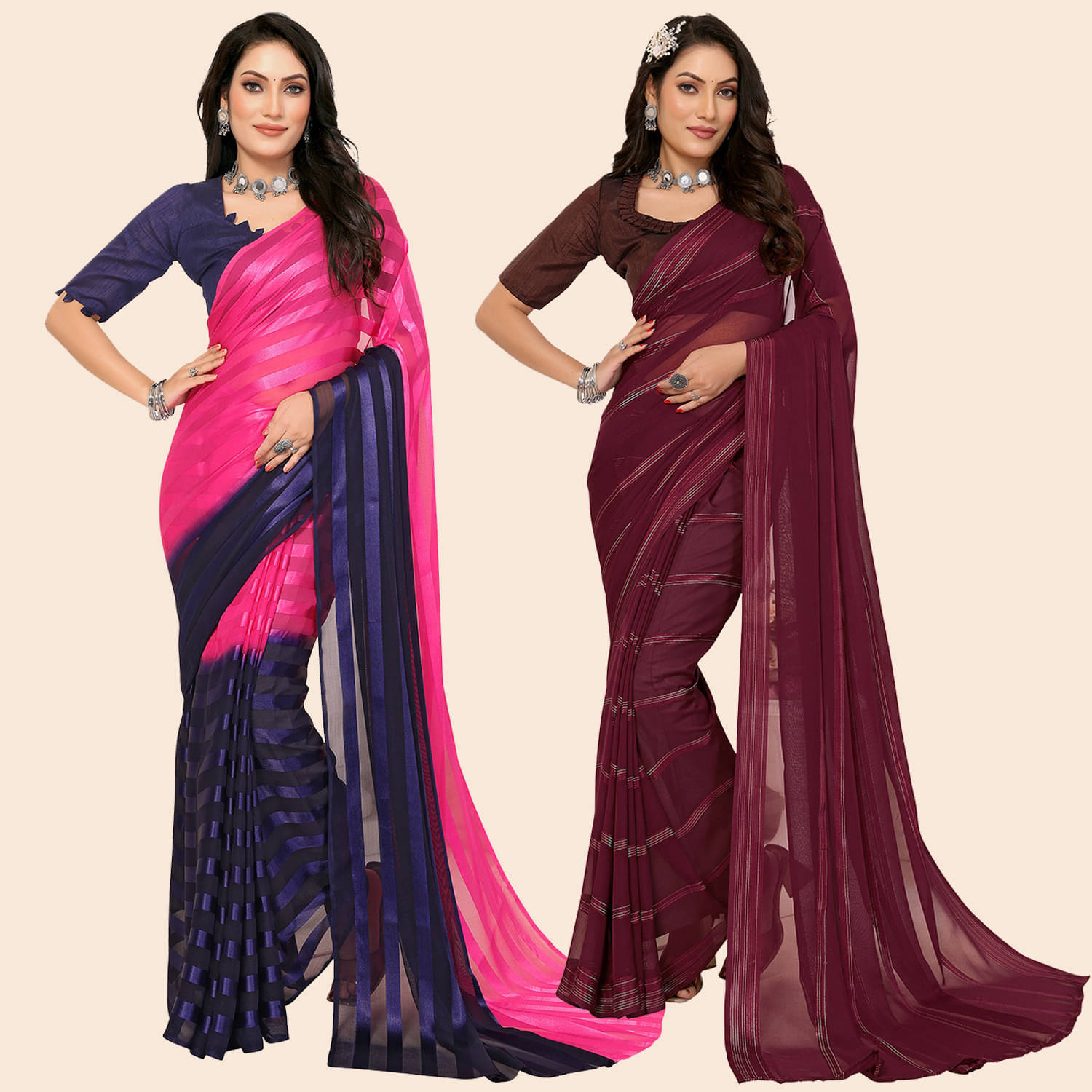 ANAND SAREES Satin Printed Saree With Unstitched Blouse Piece ( Multicolor ) ANAND SAREES Satin Printed Saree With Unstitched Blouse Piece ( Multicolor )