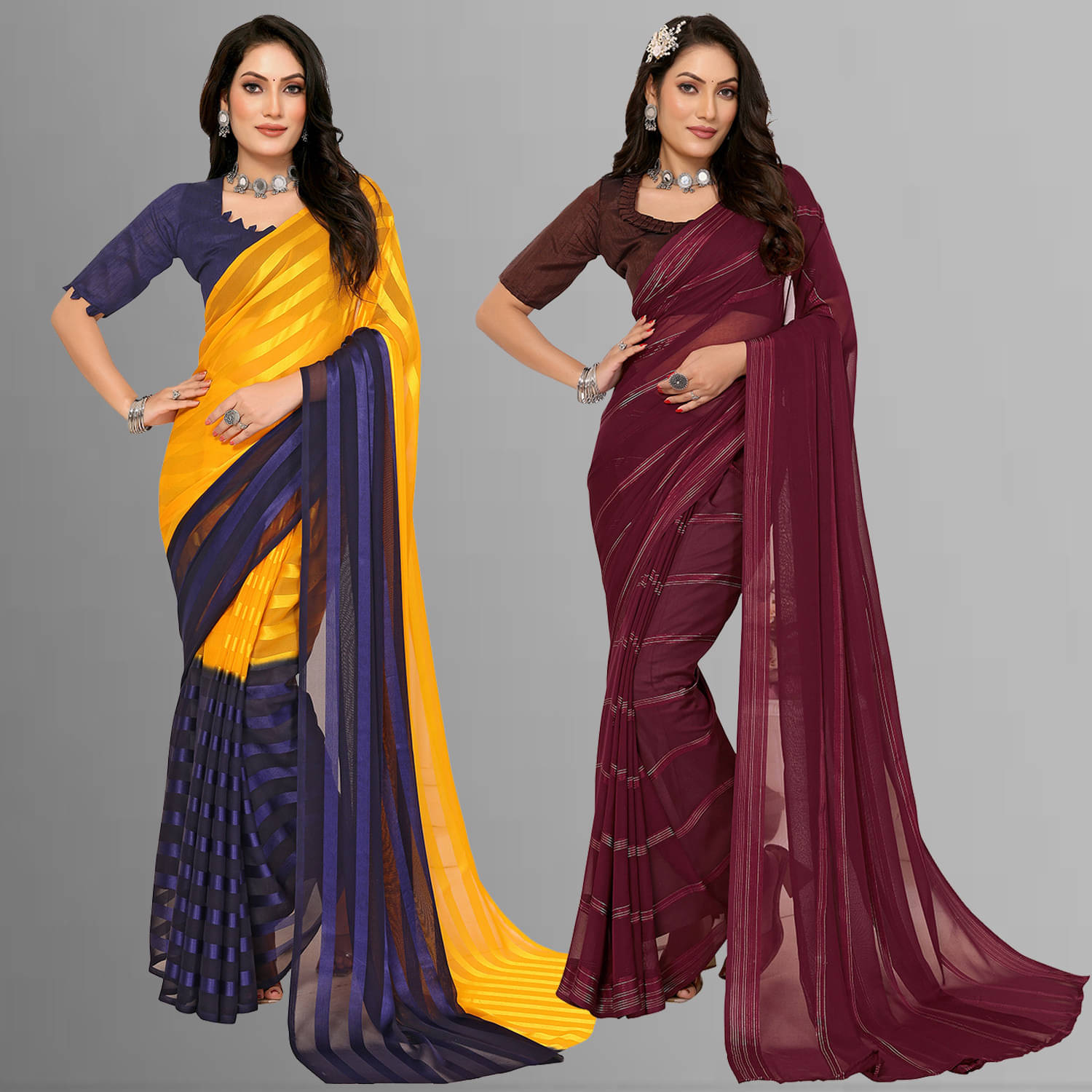 ANAND SAREES Satin Printed Saree With Unstitched Blouse Piece ( Multicolor ) ANAND SAREES Satin Printed Saree With Unstitched Blouse Piece ( Multicolor )
