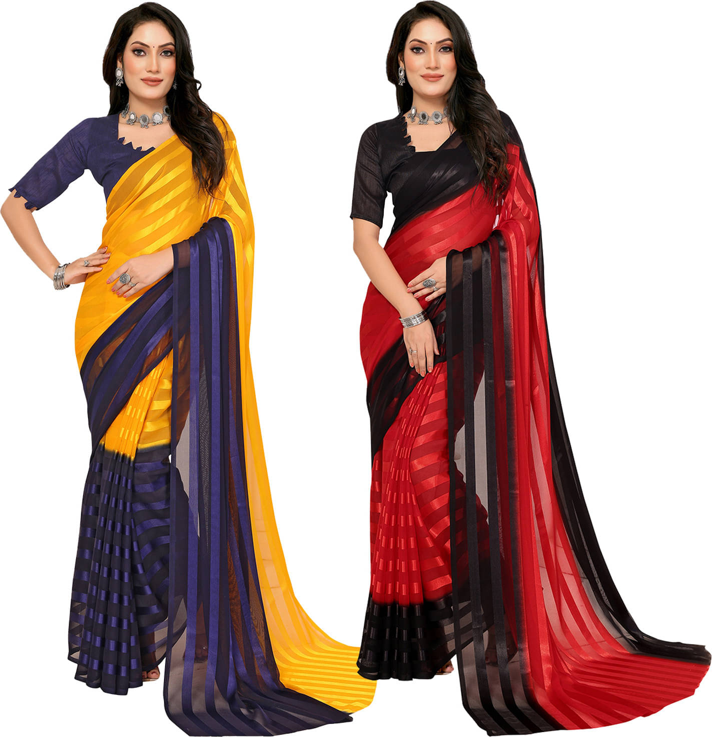 ANAND SAREES Satin Printed Saree With Unstitched Blouse Piece ( Multicolor ) ANAND SAREES Satin Printed Saree With Unstitched Blouse Piece ( Multicolor )