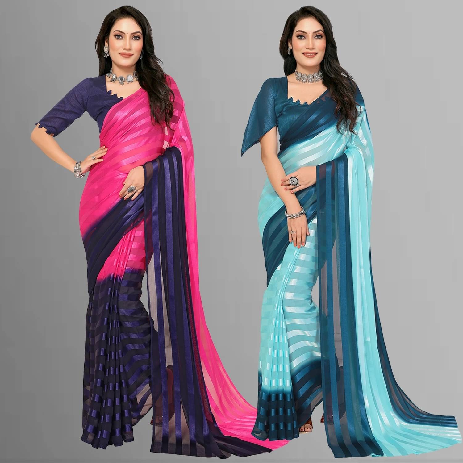 ANAND SAREES Satin Printed Saree With Unstitched Blouse Piece ( Multicolor ) ANAND SAREES Satin Printed Saree With Unstitched Blouse Piece ( Multicolor )